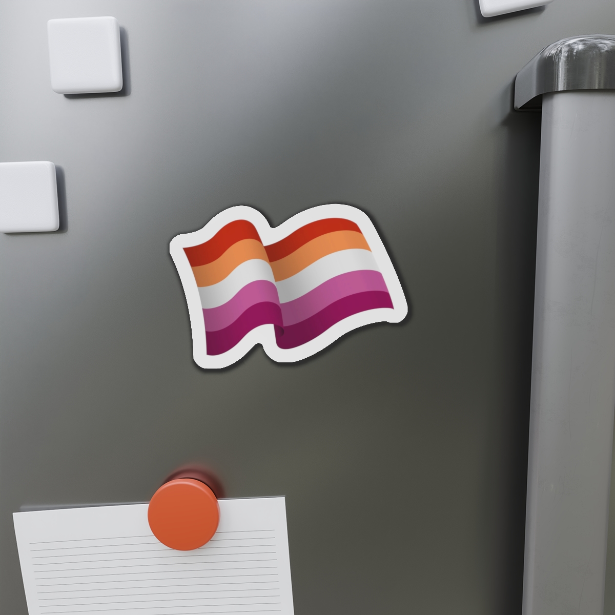 Flag Lesbian Lgbtq Ribbon Style Flag That Conveys Sense Movement Waving Effect Die Cut Magnets - Image 11