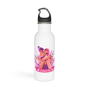 Flat Lesbian Kiss Illustrated Stainless Steel Water Bottle