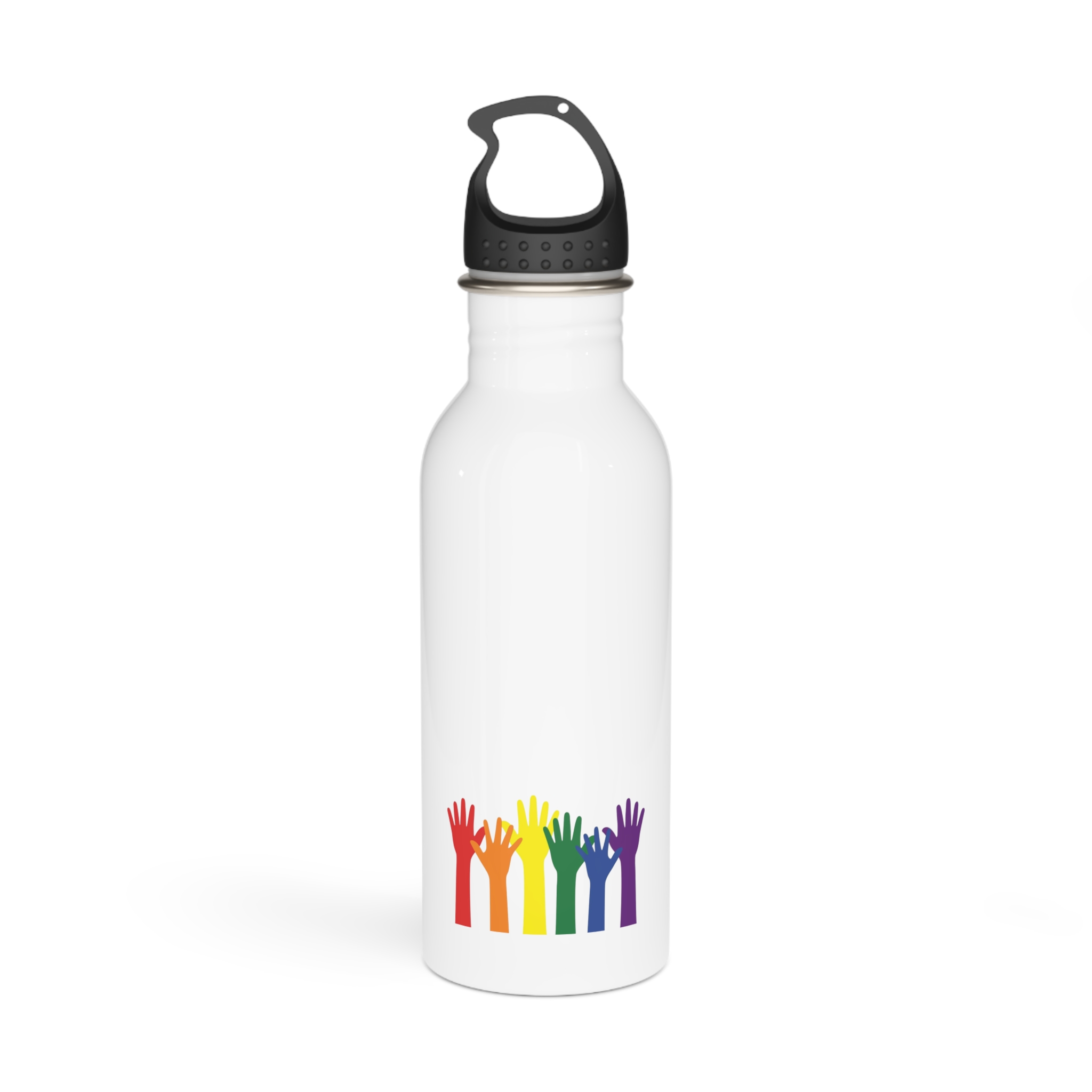 Silhouette Rainbow Colored Hands As Colors Pride Flag Lgbtqia Concept Stainless Steel Water Bottle