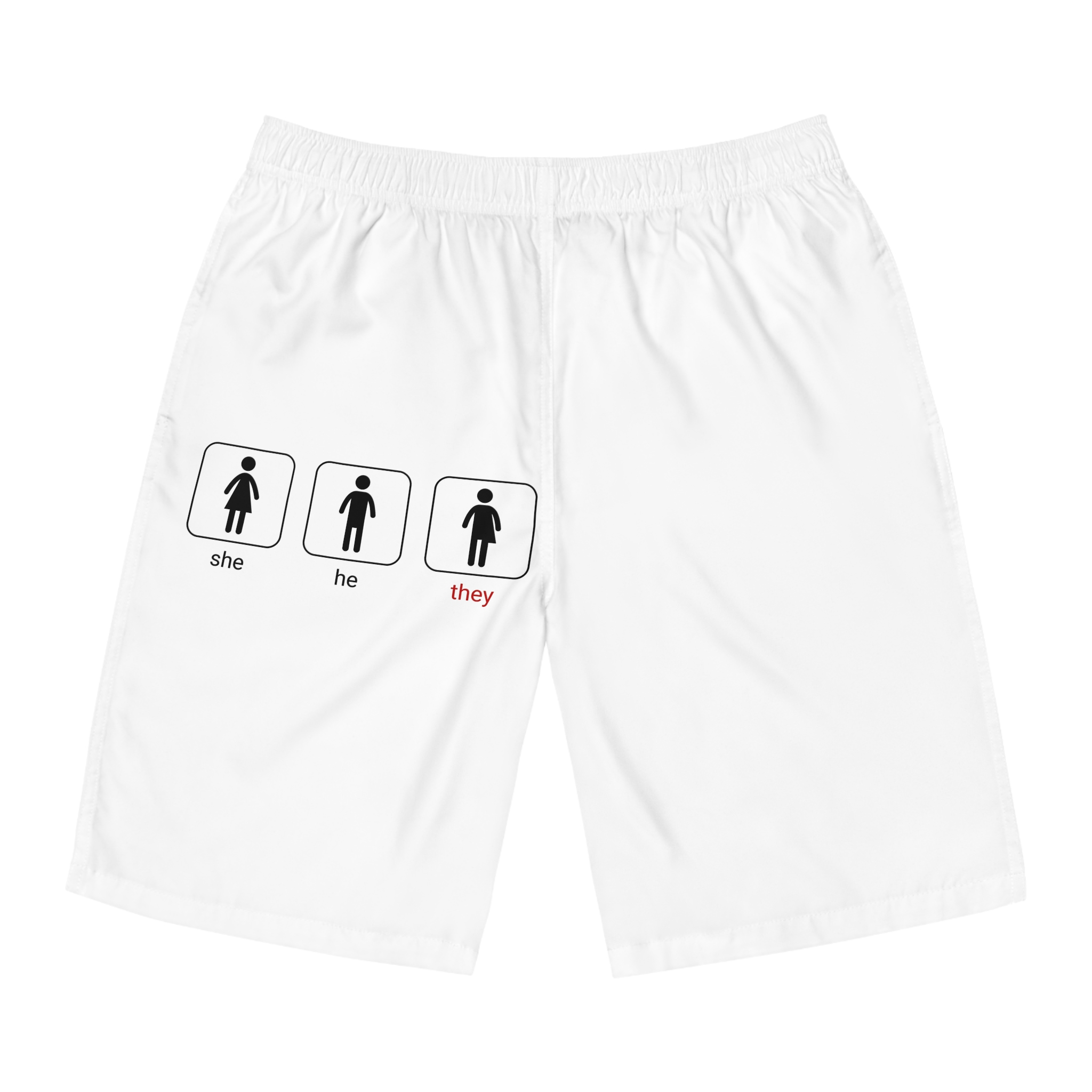 Gender Neutral Toilet Sign Concept Set Word They Written With Red Marker Male Female Unisex Mens Board Shorts Aop