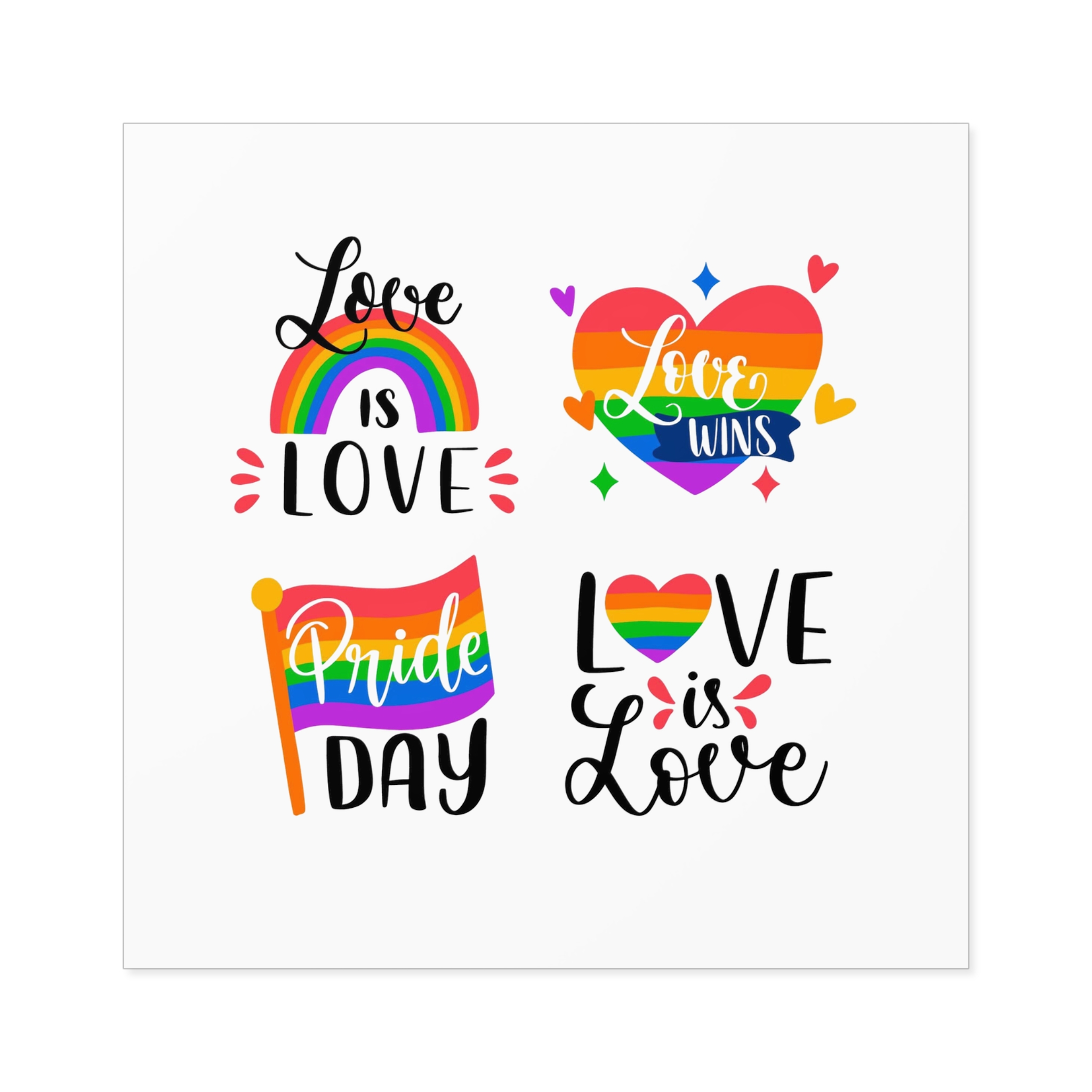 Hand Drawn Pride Day Label Collection Laminate Stickers Square - Image 33