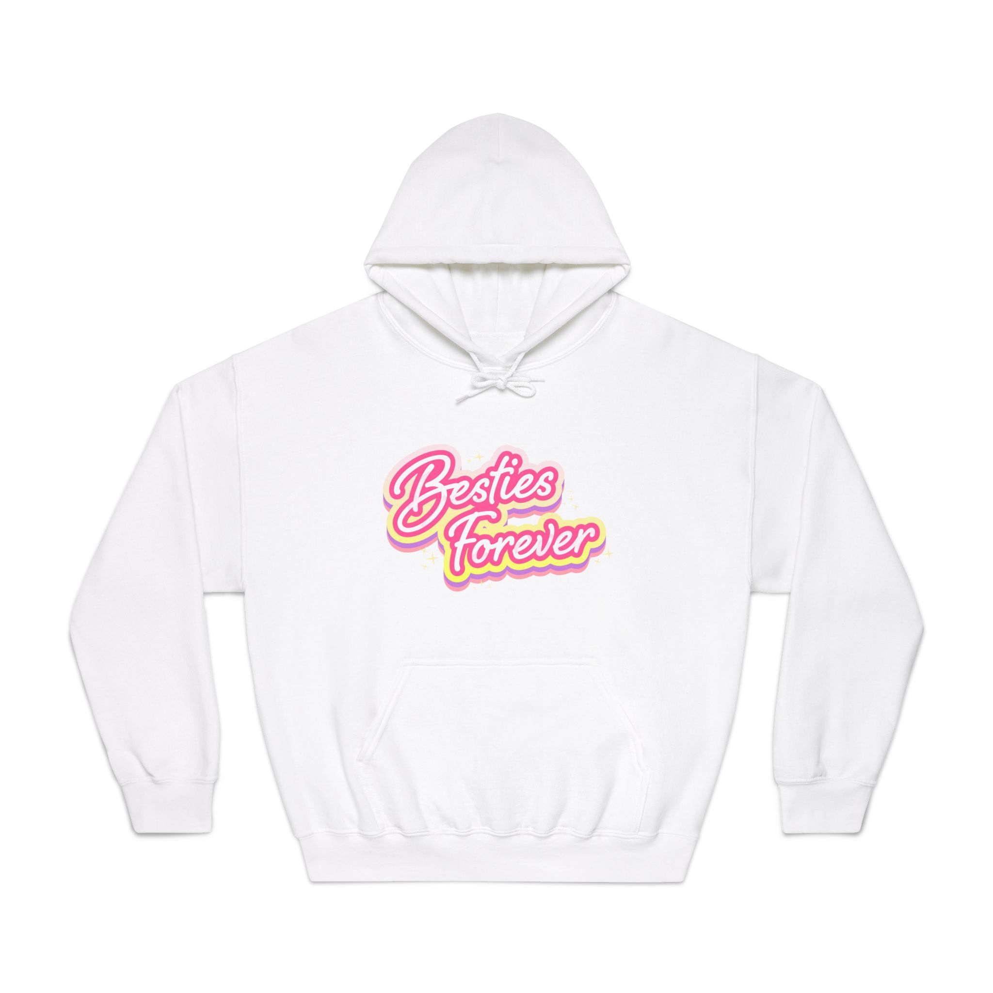 Pink Besties Forever Lettering Logo Unisex Dryblend Hooded Sweatshirt