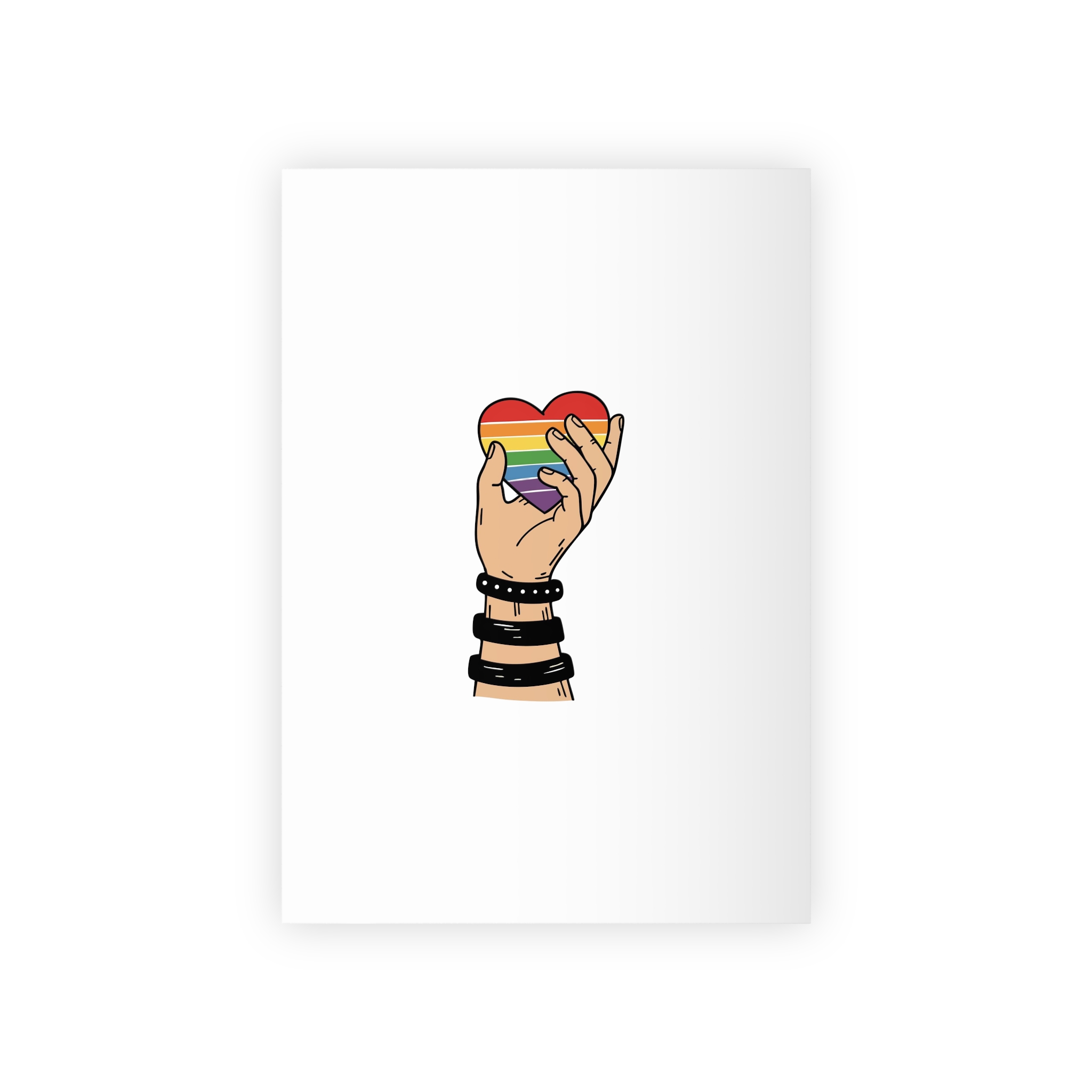 Hand Holding Rainbow Heart Symbolizing Pride Lgbtq Support With Black Wristbands Vector Illustration Gift Wrapping Paper Rolls 1pc