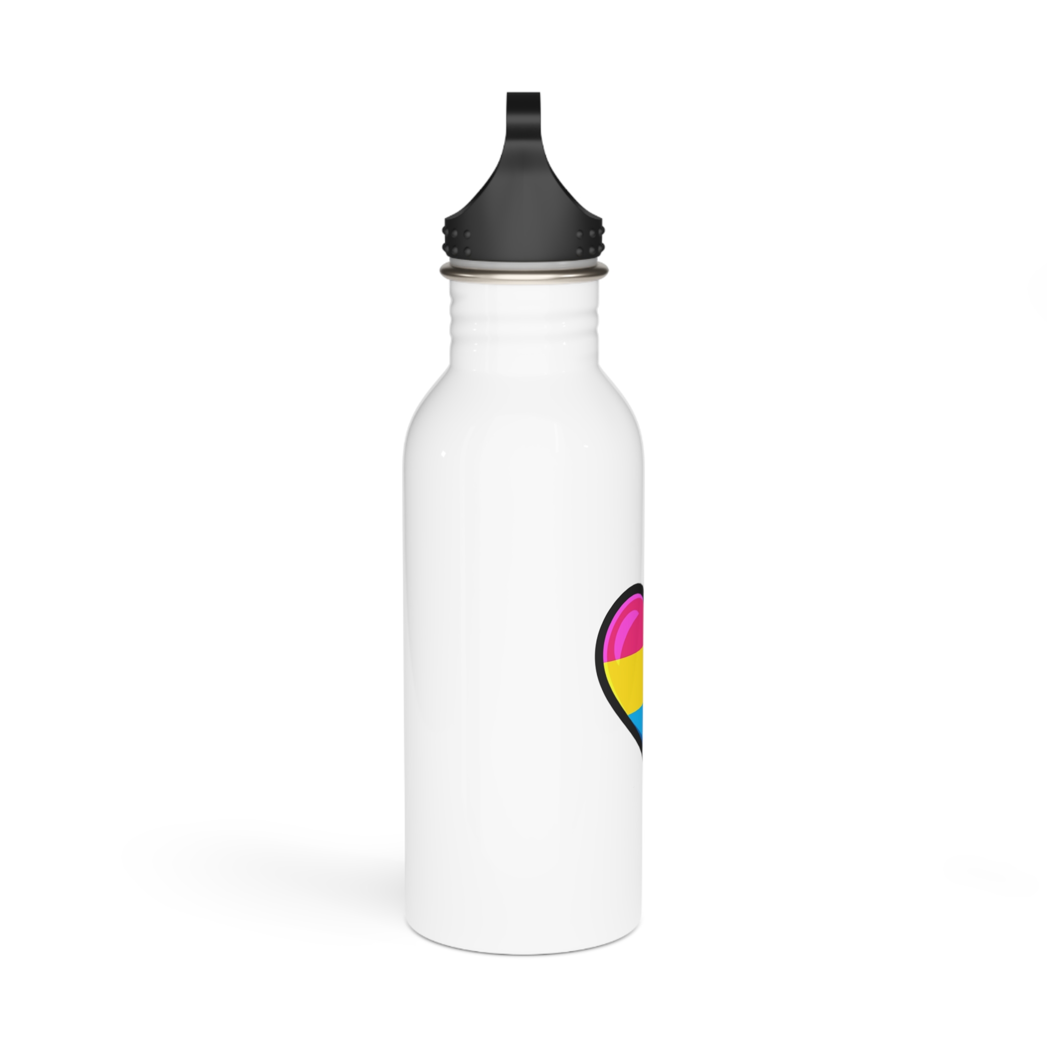 Pansexual Pride Flag Heart Shape Vector Illustration Stainless Steel Water Bottle - Image 2