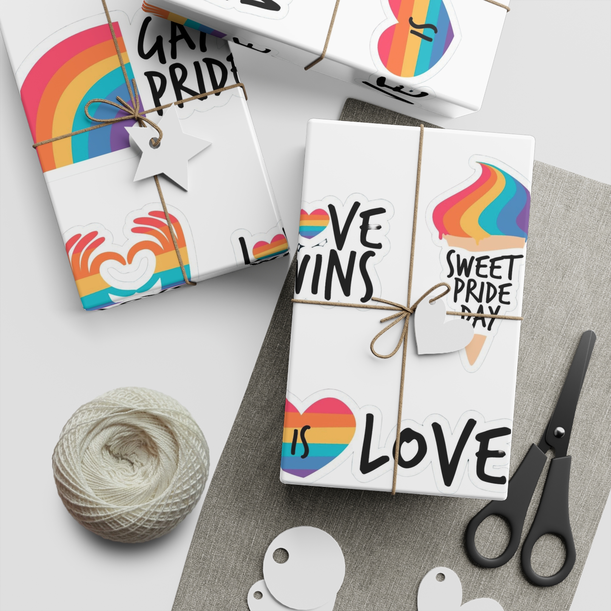 Pride Day Label Pack Theme Gift Wrapping Paper Sheets 1pc - Image 2