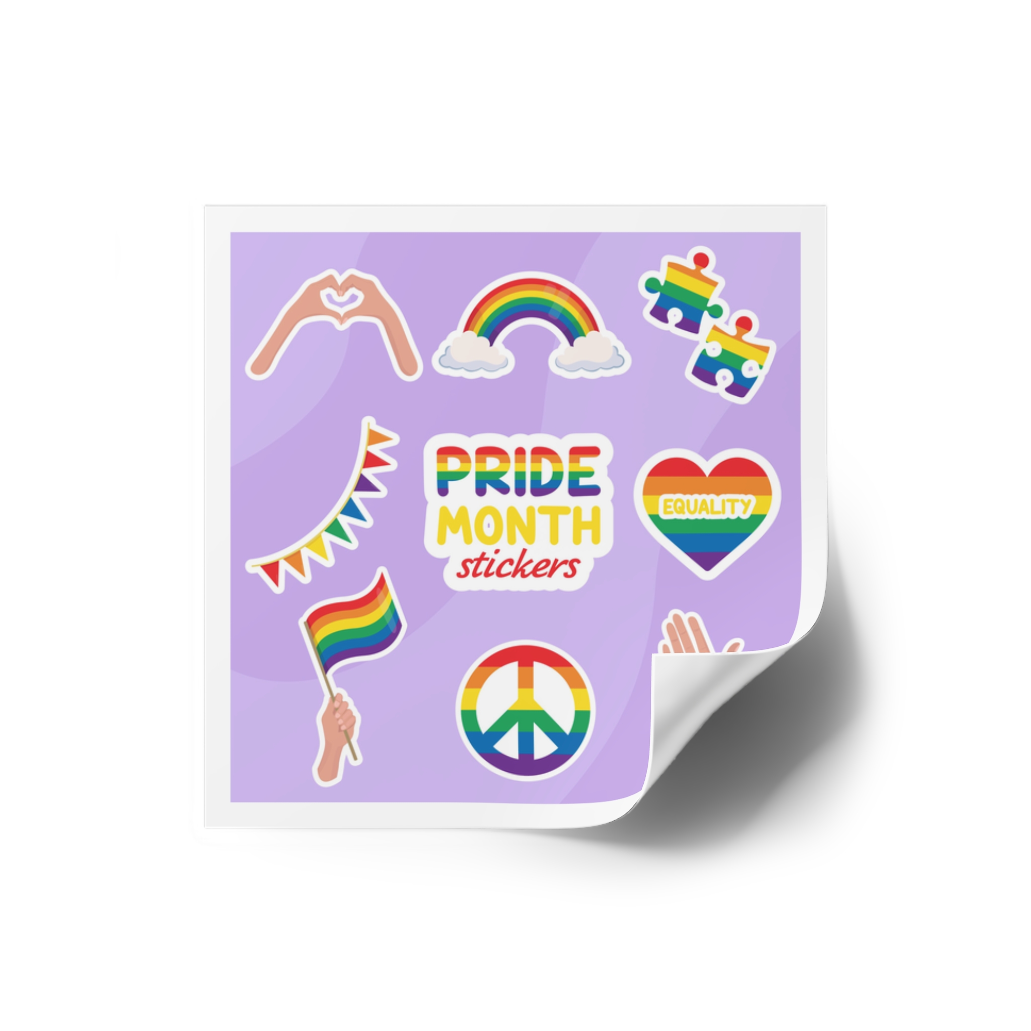 Pride Month Cute Stickers Lgbtq Rainbow Flag Flat Illustrations Laminate Stickers Square - Image 2