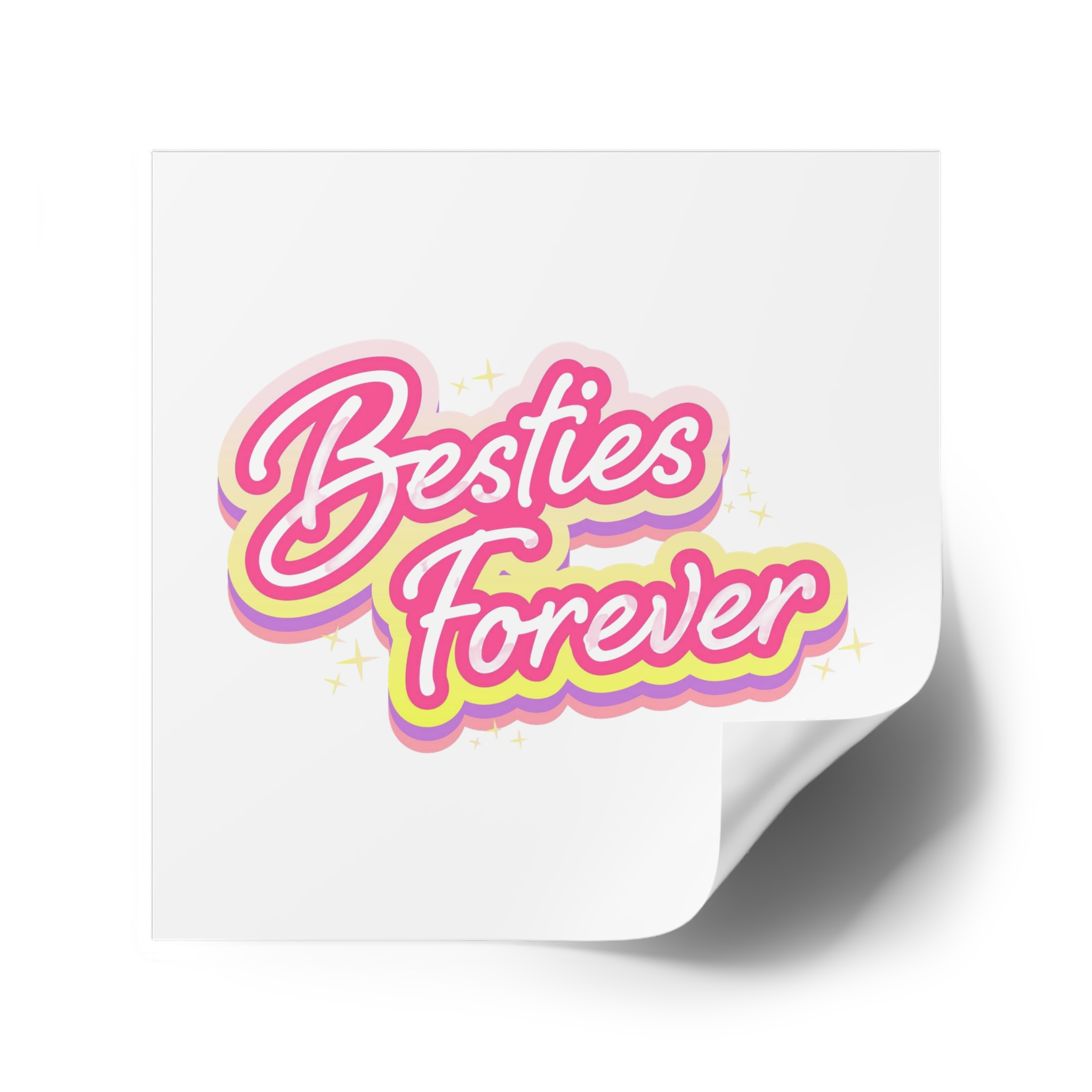 Pink Besties Forever Lettering Logo Laminate Stickers Square - Image 34