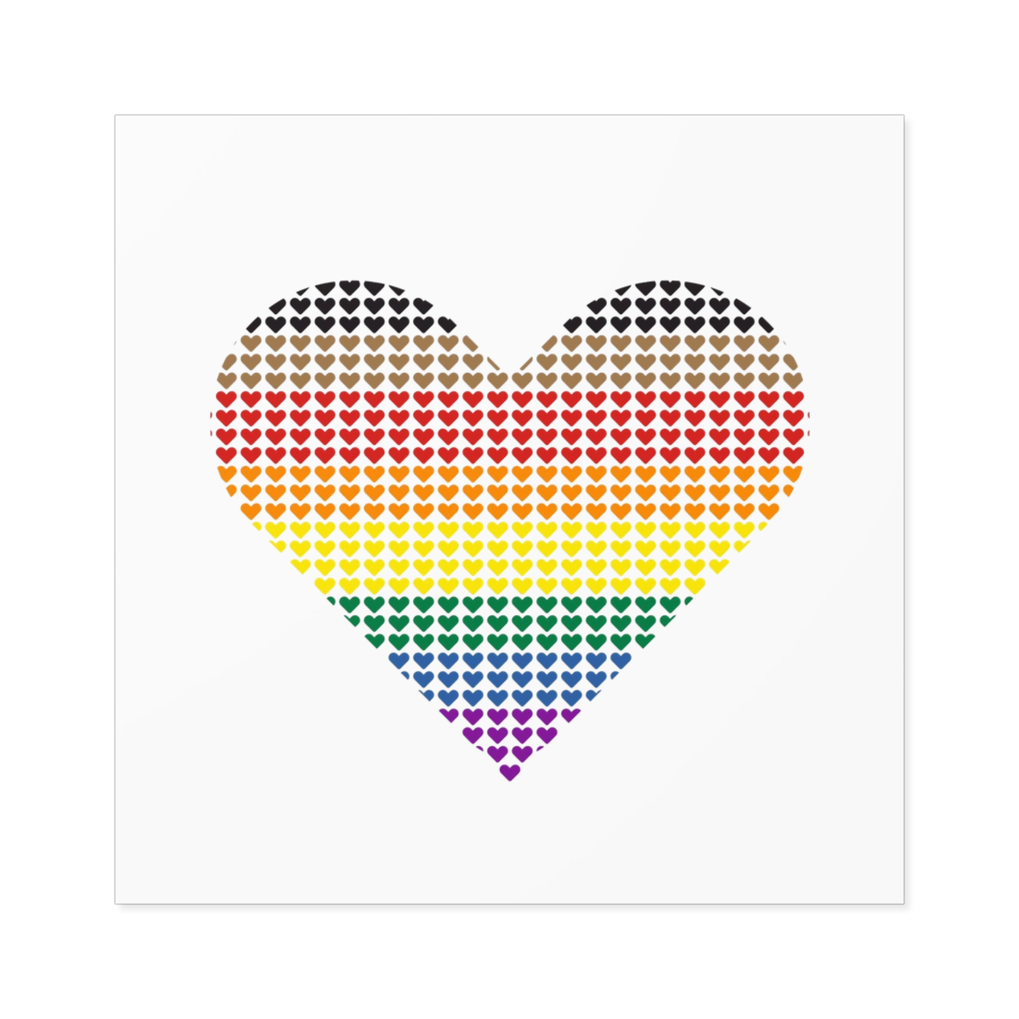 Pride Flag Heart Shape Icon With Heart Pattern Inside Heart Symbol With Black Brown Stripes Laminate Stickers Square - Image 25