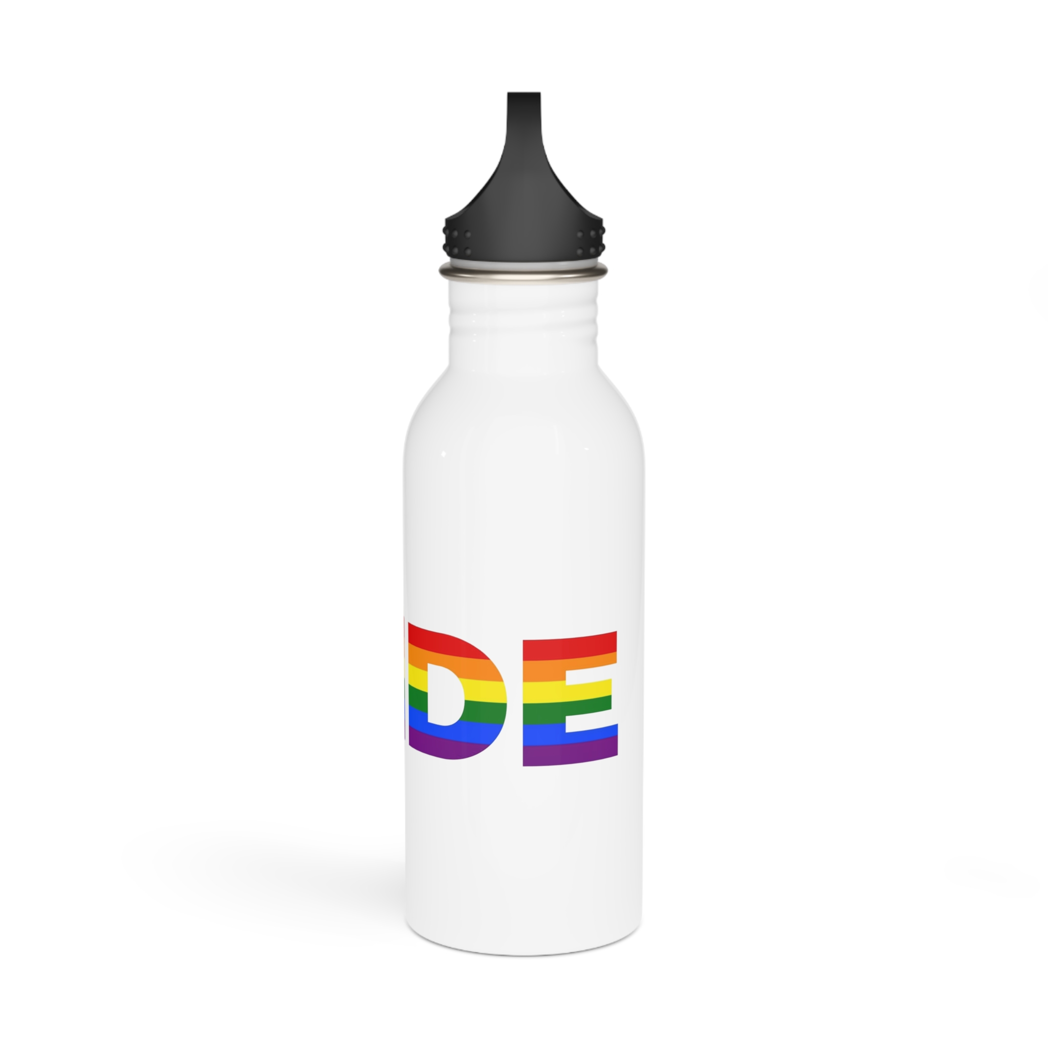 Text Pride Rainbow Colors Isolated White Background Banner Pride Month Vector Stainless Steel Water Bottle - Image 4