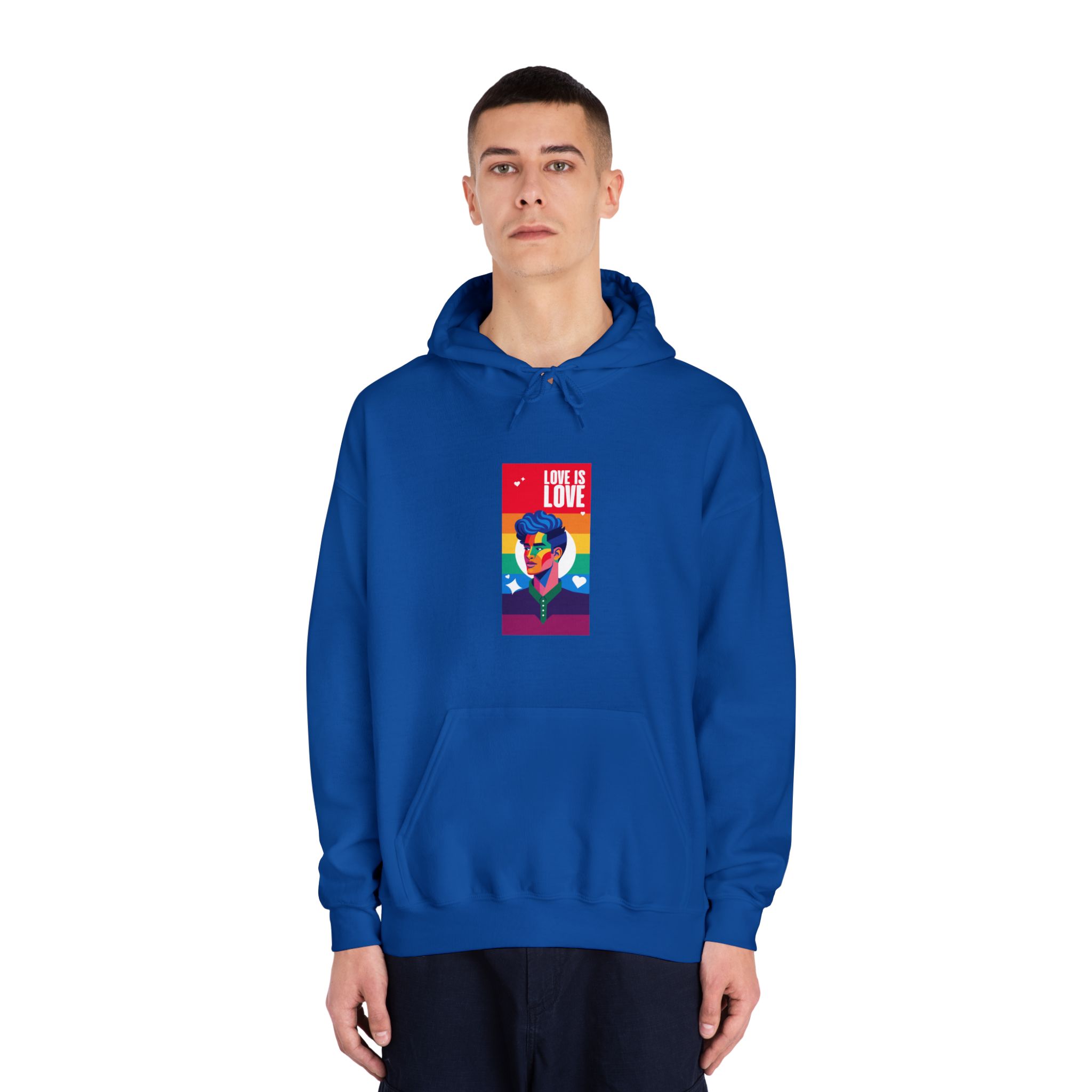 Poster Man With Rainbow Colored Face Rainbow Colored Background Unisex Dryblend Hooded Sweatshirt - Image 27