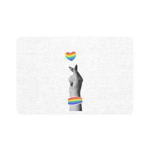 Pride Month Card Lgbtq Trendy Retro Collage Halftone Hands Vector Illustration Poster Banner Pet Food Mat 12x18