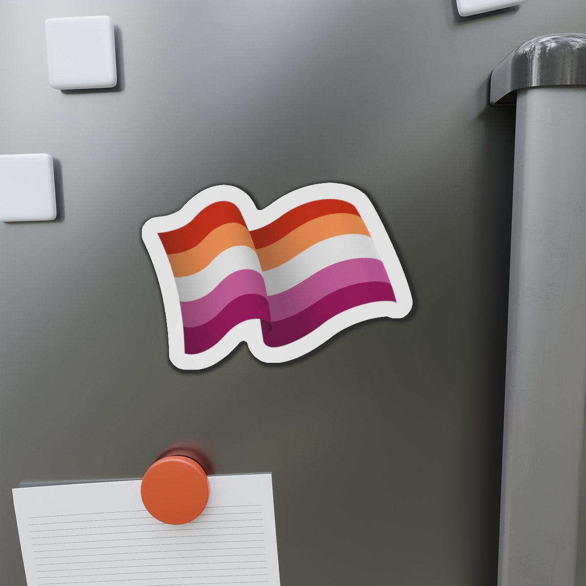 Flag Lesbian Lgbtq Ribbon Style Flag That Conveys Sense Movement Waving Effect Die Cut Magnets - Image 14