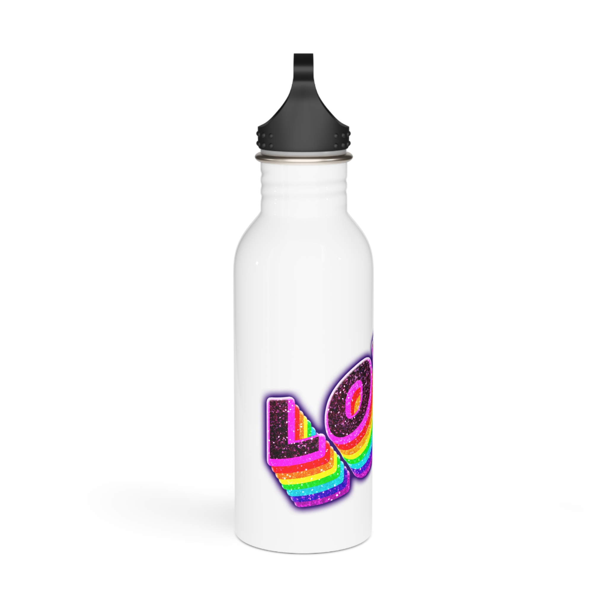 Love Png Word Rainbow Typography Stainless Steel Water Bottle - Image 2
