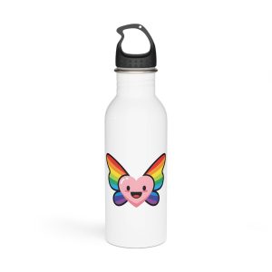 Happy Rainbow Heart Butterfly1 Stainless Steel Water Bottle