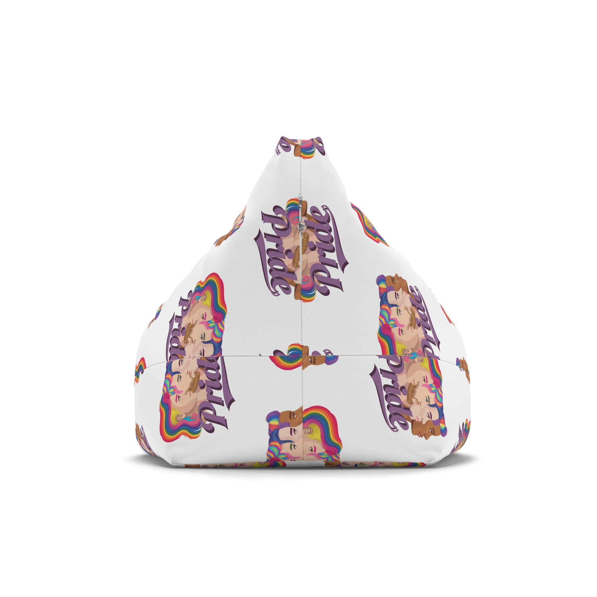 Vector Illustration Four Side Profiles Lgbtq Individuals With Vibrant Hair Colors Bean Bag Chair Cover - Image 2