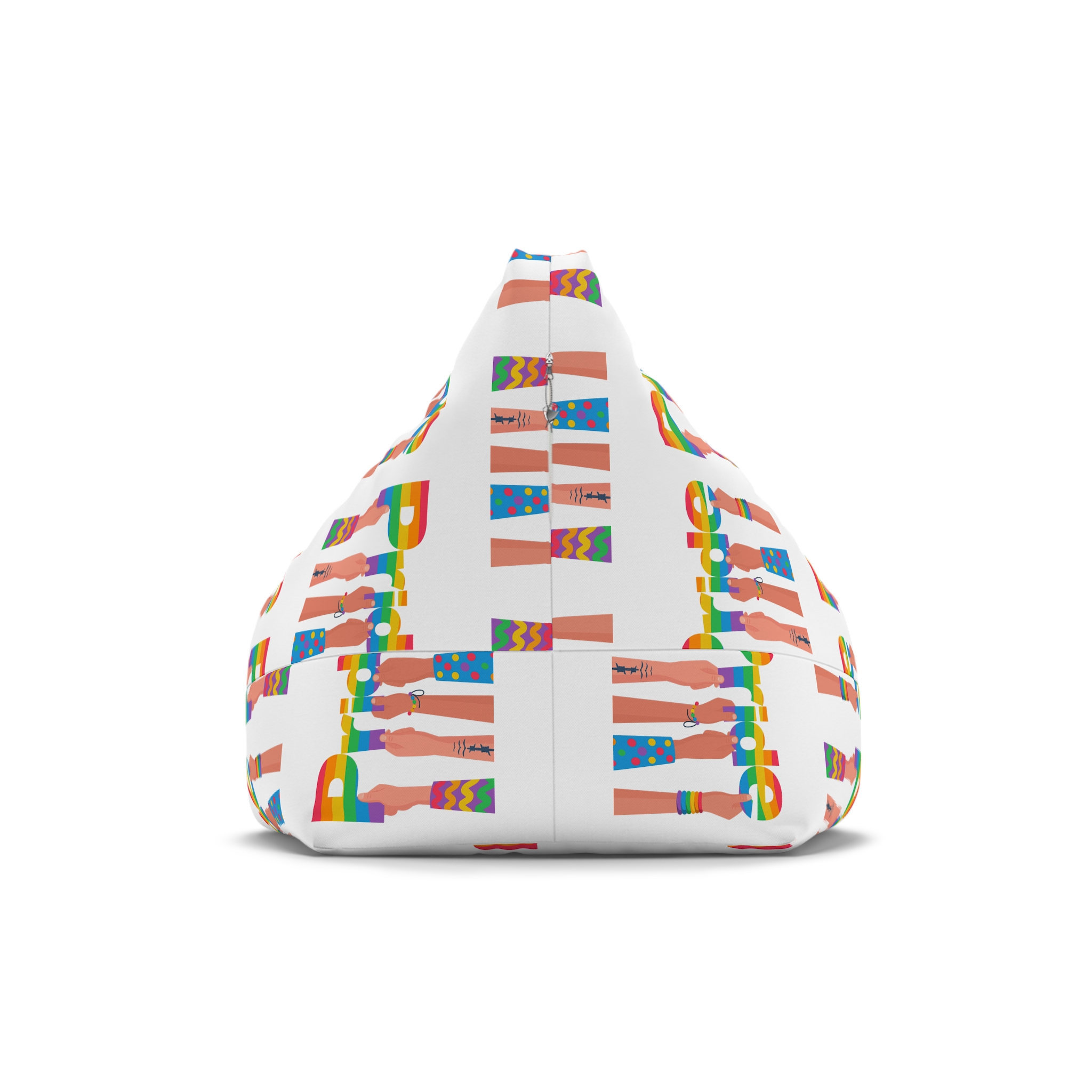 Happy Pride Day Colored Letters Hands Gay Bisexuals Freedom Fighters Bean Bag Chair Cover - Image 2