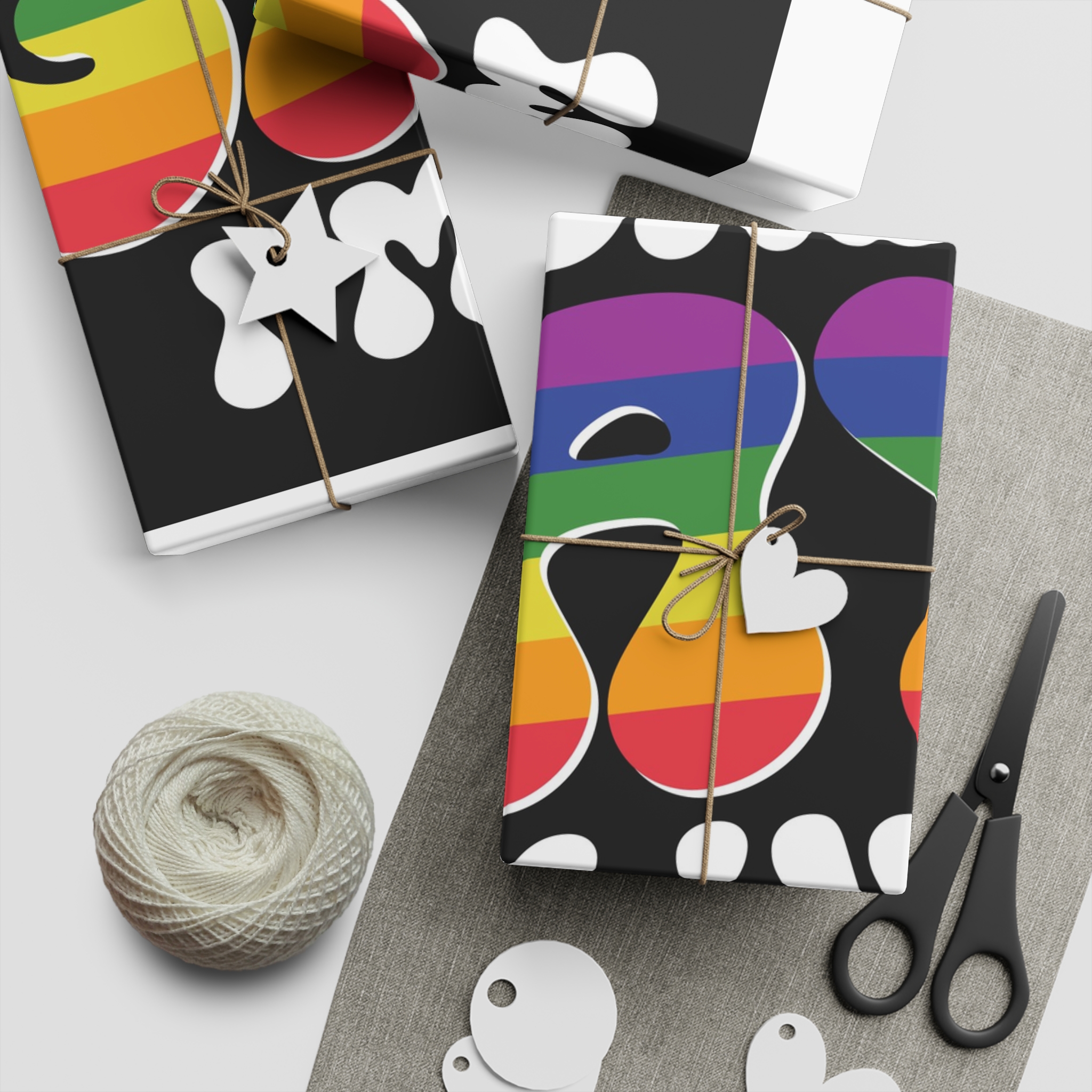 Black Background With Words Sound Written White Letters Gift Wrapping Paper Sheets 1pc - Image 5
