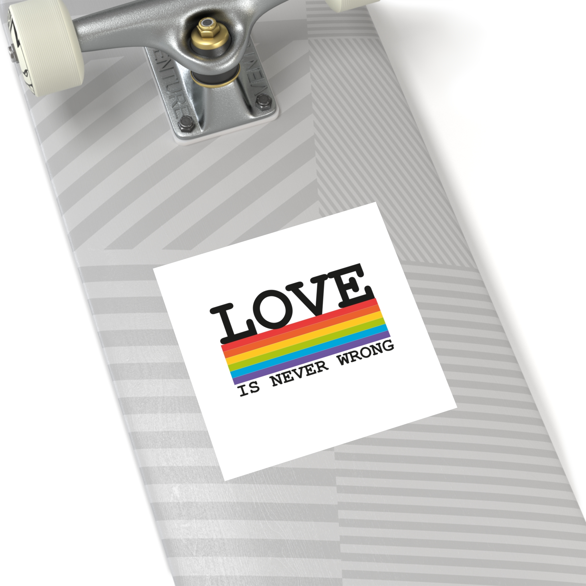 Lgbt Flag Rainbow With Lettering Love Is Never Wrong Lgbt Pride Month Laminate Stickers Square - Image 44
