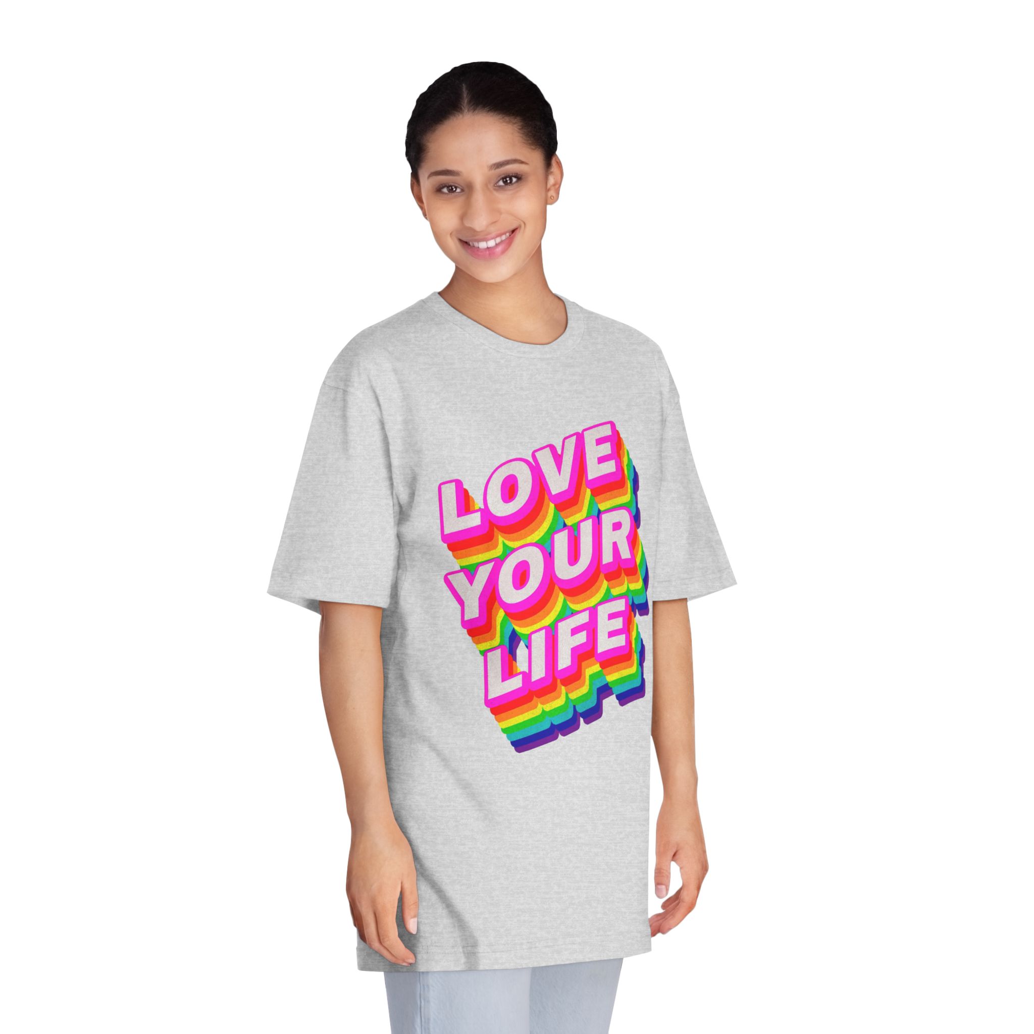 Rainbow Word Love Your Life Typography Design Element - Unisex Classic Crewneck T Shirt - Image 15