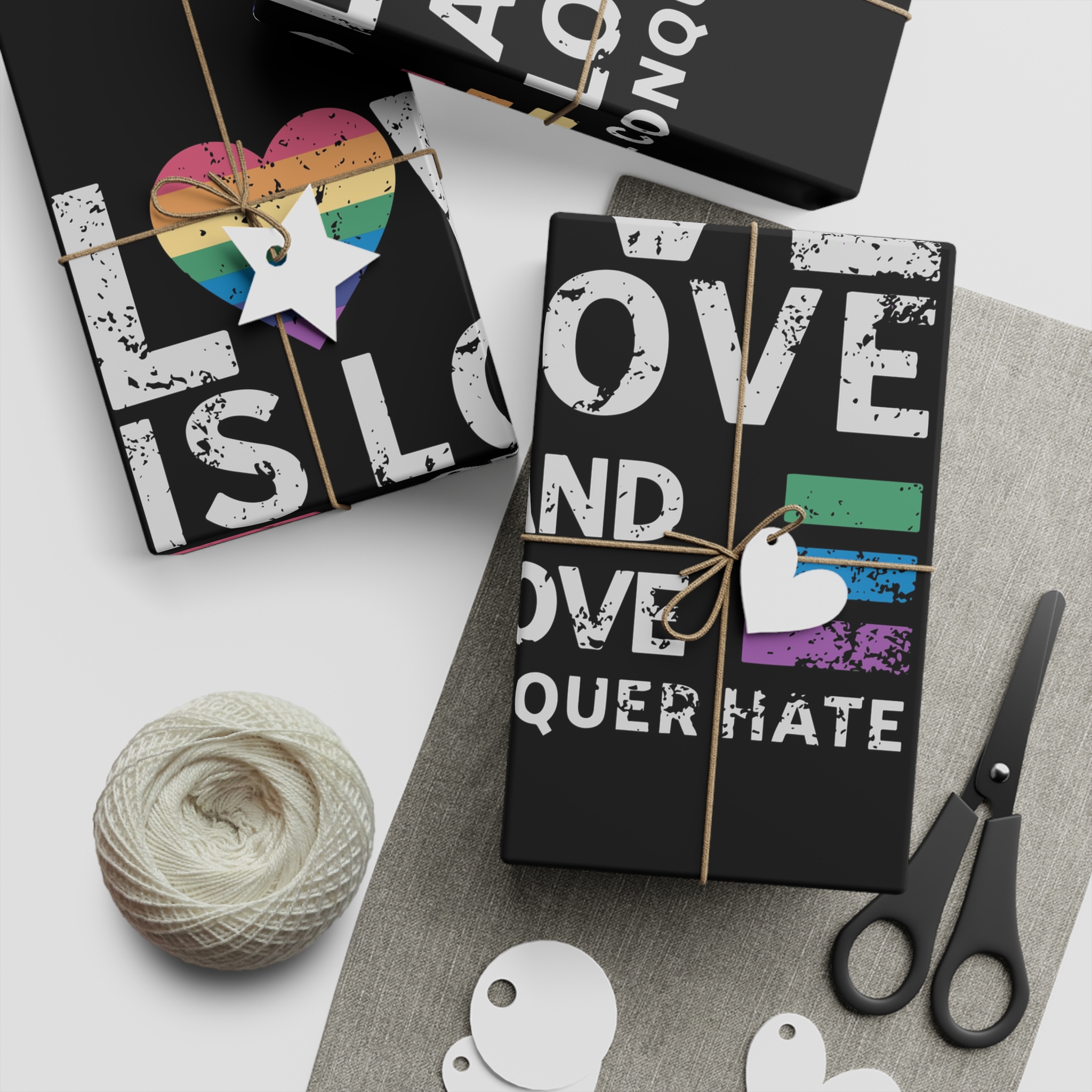 Love Is Love and Love Will Conquer Hate Gift Wrapping Paper Sheets 1pc - Image 2