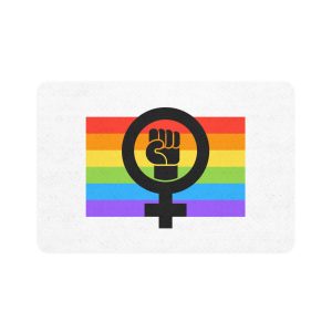 Flat Feminist Lgbt Flag Illustration Pet Food Mat 12x18