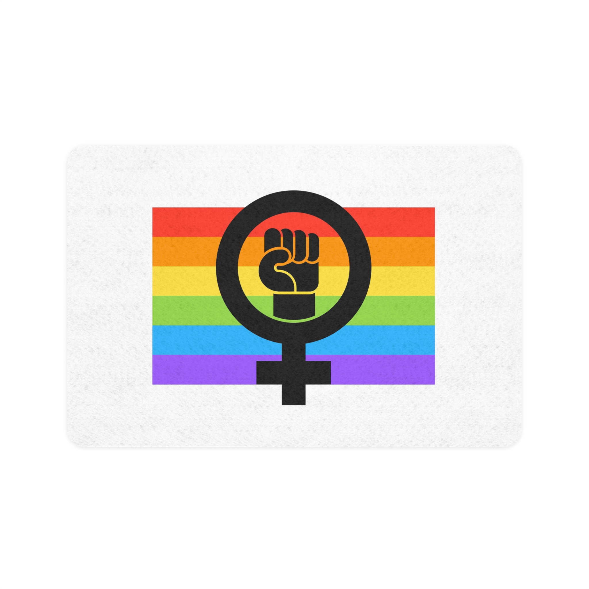 Flat Feminist Lgbt Flag Illustration Pet Food Mat 12x18