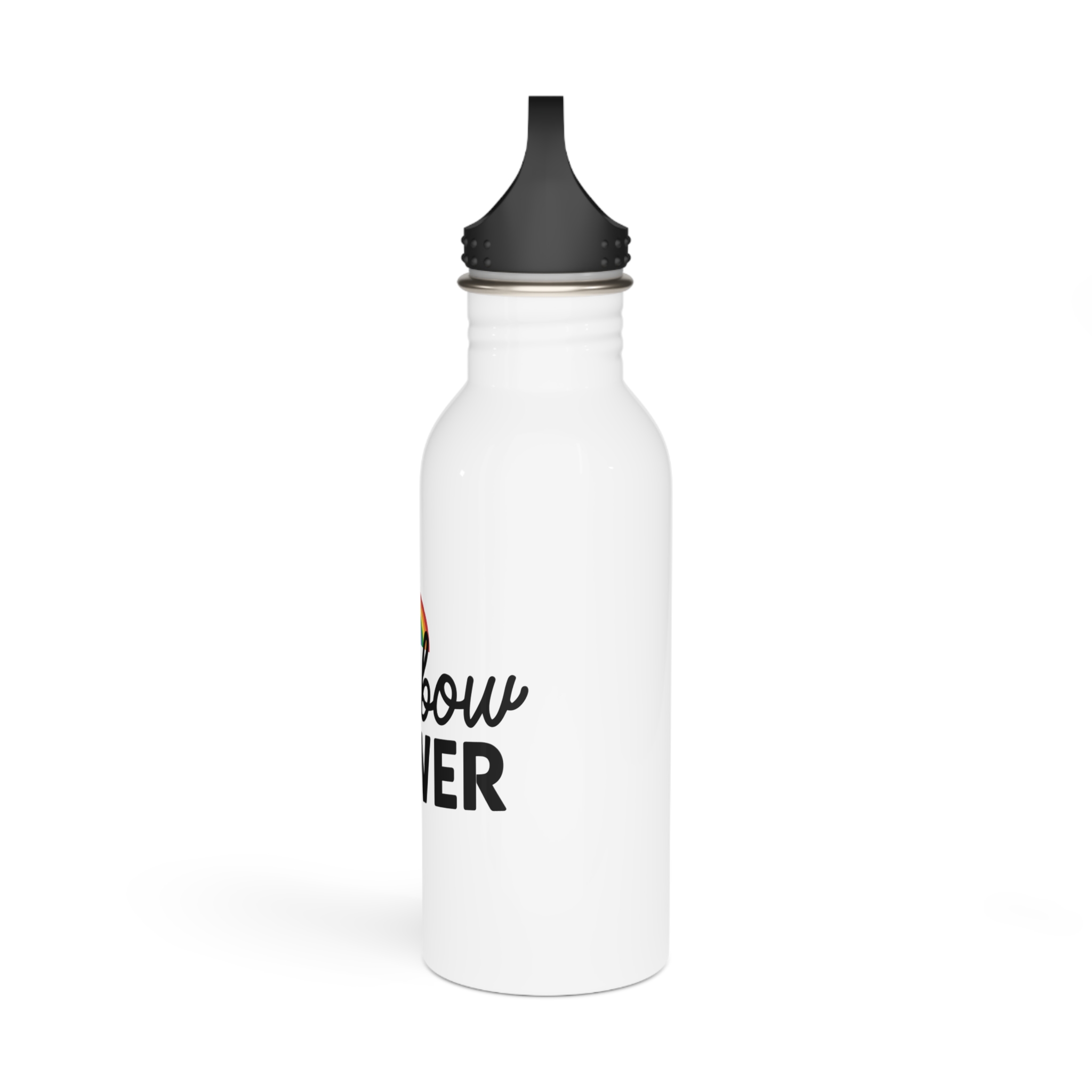 Rainbow Power T Shirt Design Isolated White Background Stainless Steel Water Bottle - Image 4