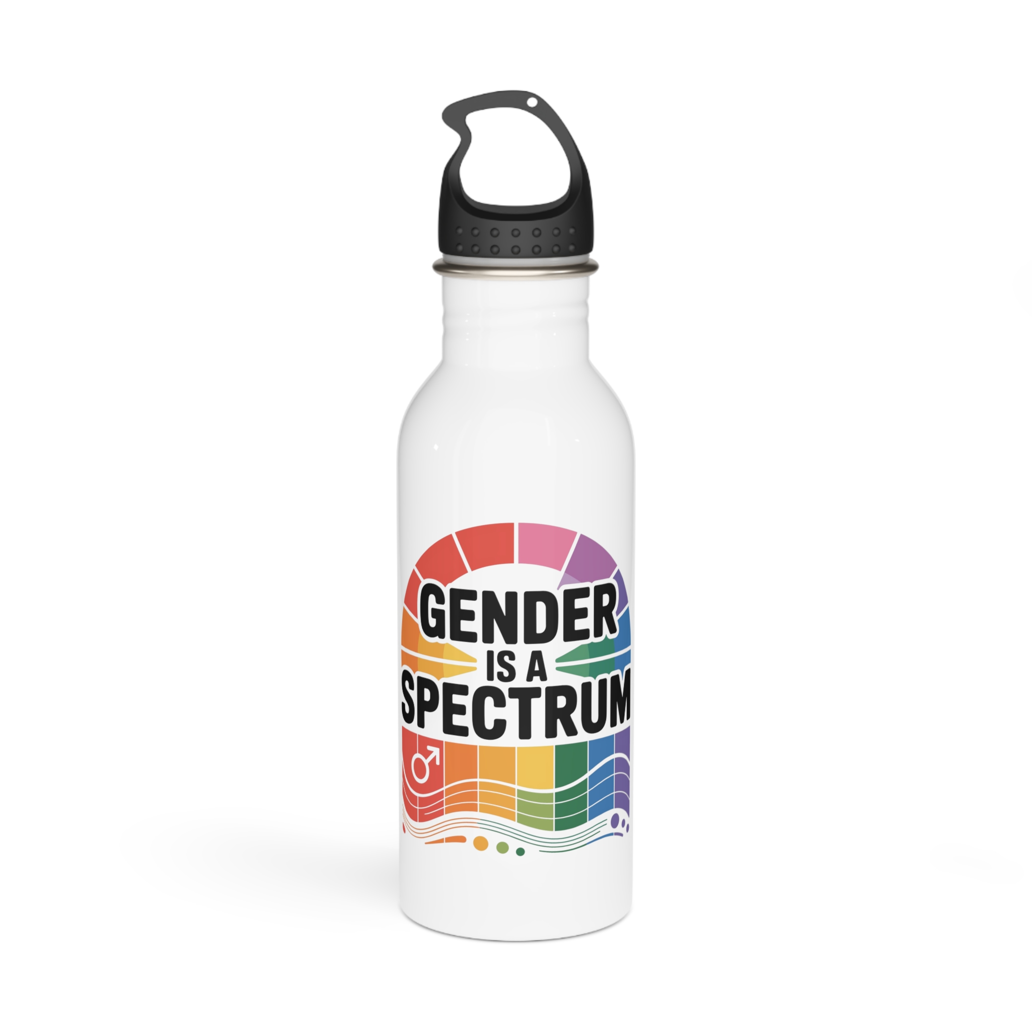 Gender Is Spectrum T Shirt Design Isolated White Background Stainless Steel Water Bottle