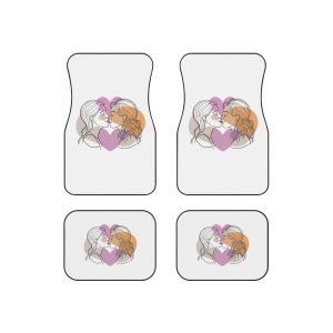 Two Women Are Kissing Front Heart With Pink Background Car Mats Set Of 4