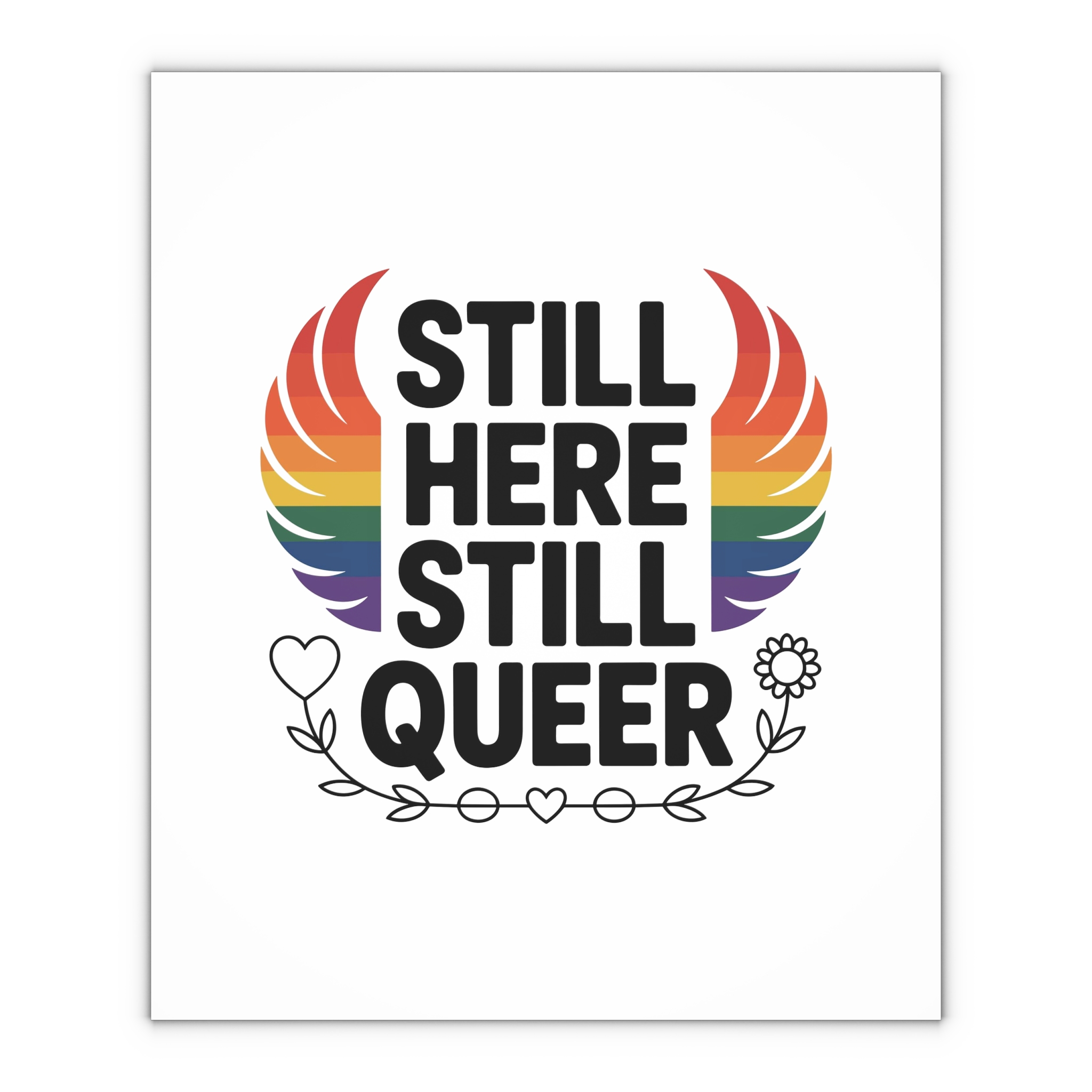 Still Here Still Queer T Shirt Design Isolated White Background 2 Gift Wrapping Paper Sheets 1pc - Image 4