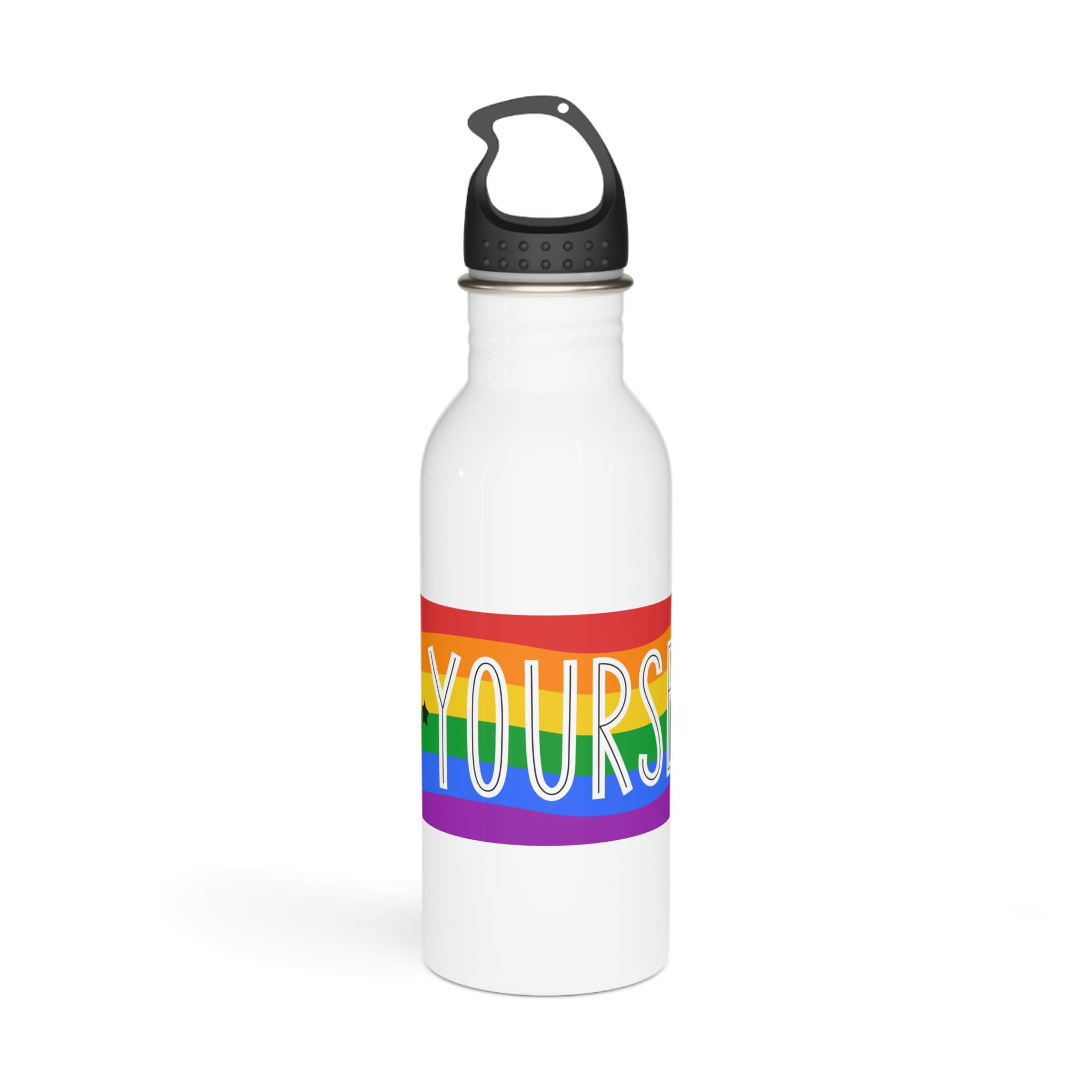 Be Yourself Phrase With Lgbtqia Flag Background Stainless Steel Water Bottle