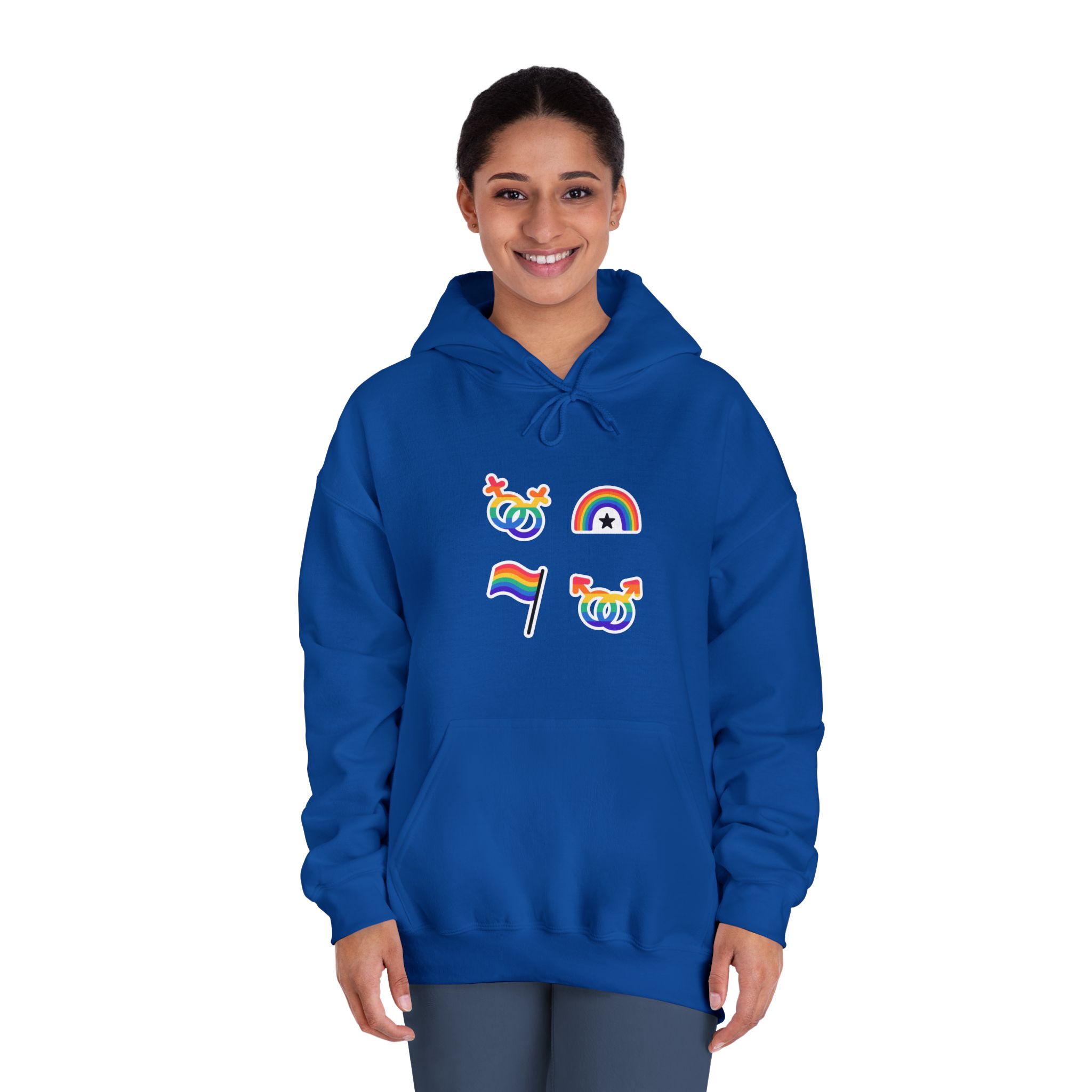 Lgbt Stickers Doodle Style Lgbtq Set Lgbt Pride Community Symbols Rainbow Colored Elements Flag Heart Rainbow Unisex Dryblend Hooded Sweatshirt - Image 28