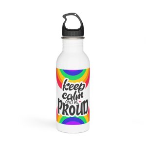 Keep Calm Be Proud Lgbt Lettering Quote Pride Poster Concept With Colorful Rainbow Vector Stainless Steel Water Bottle