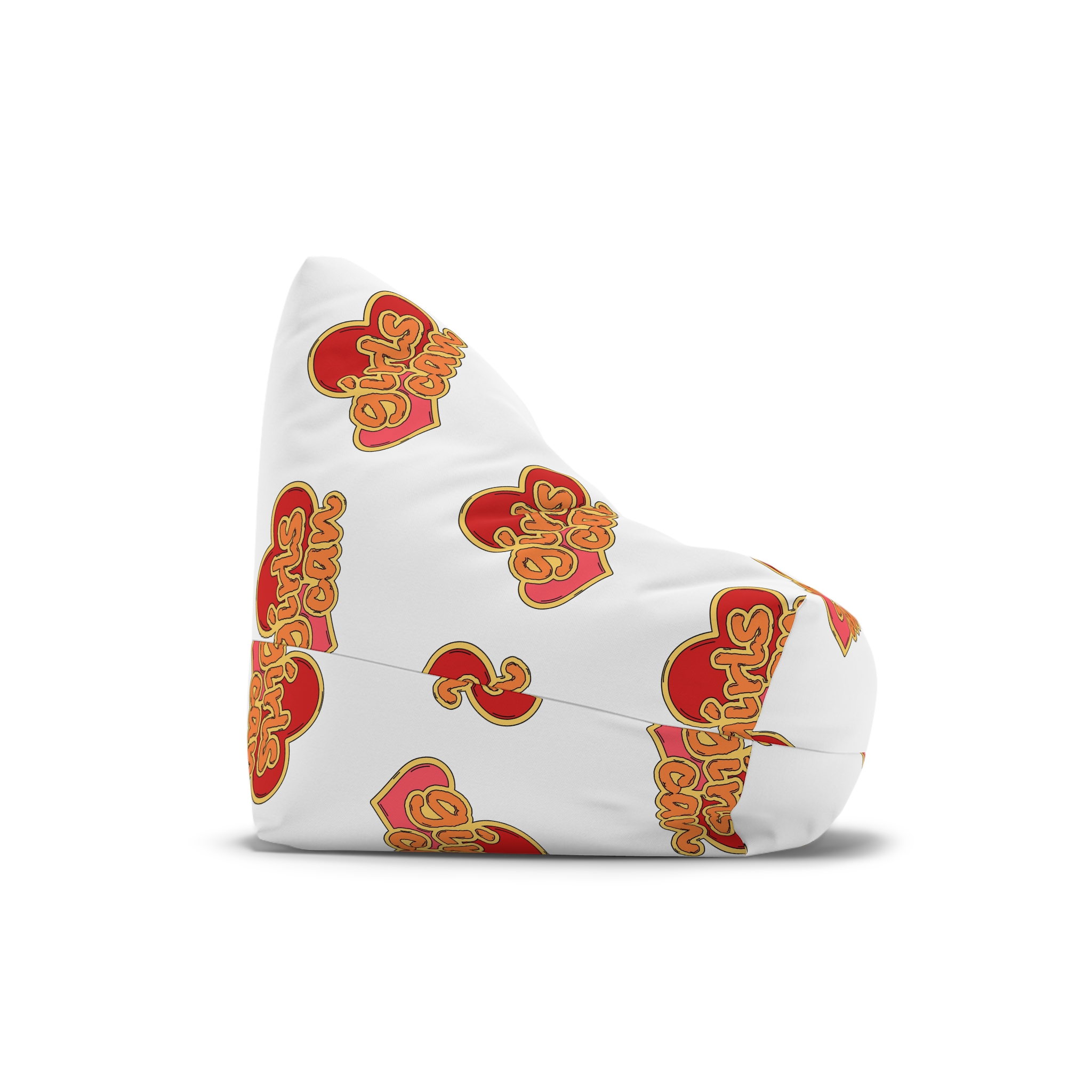 Girls Can Heart Sticker Vector Bean Bag Chair Cover - Image 3