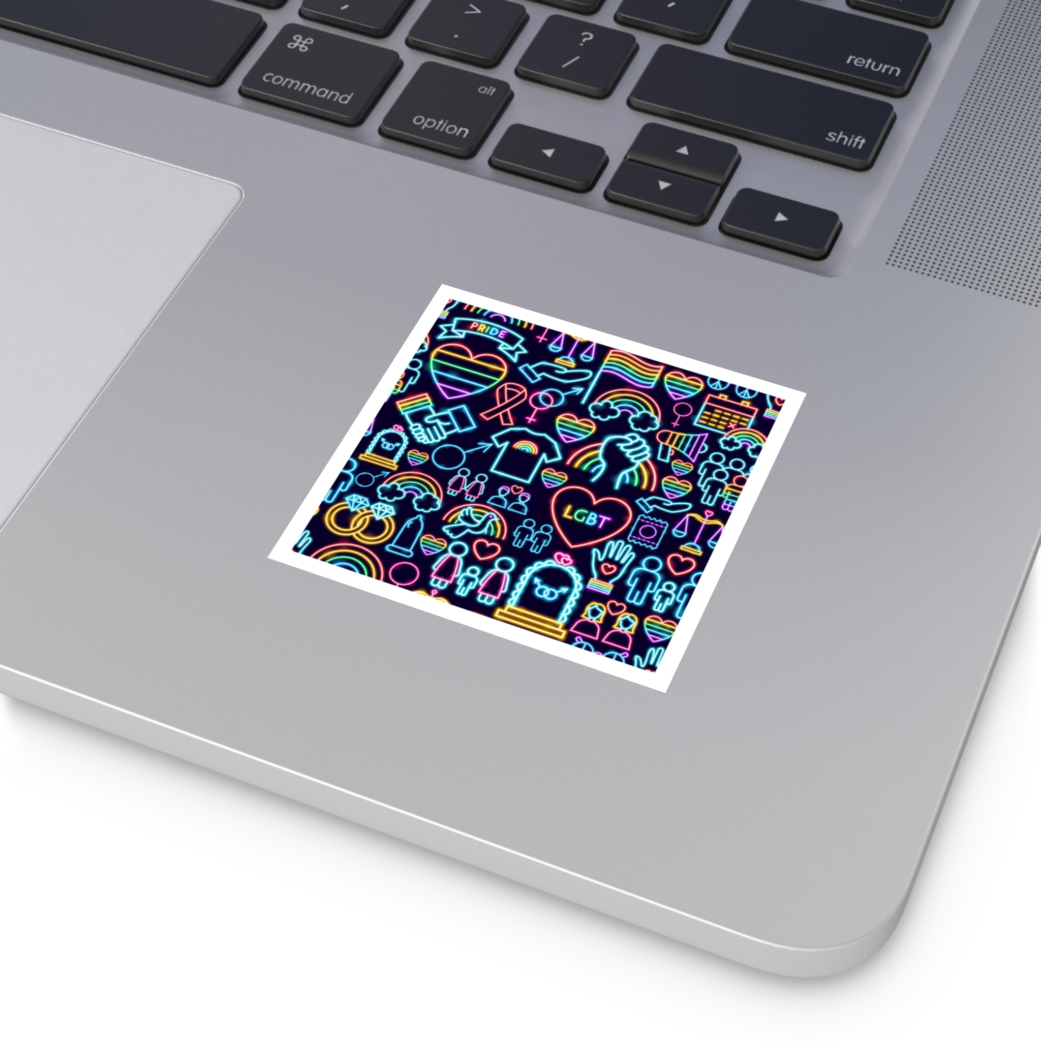 Lgbt Seamless Neon Pattern Laminate Stickers Square - Image 3