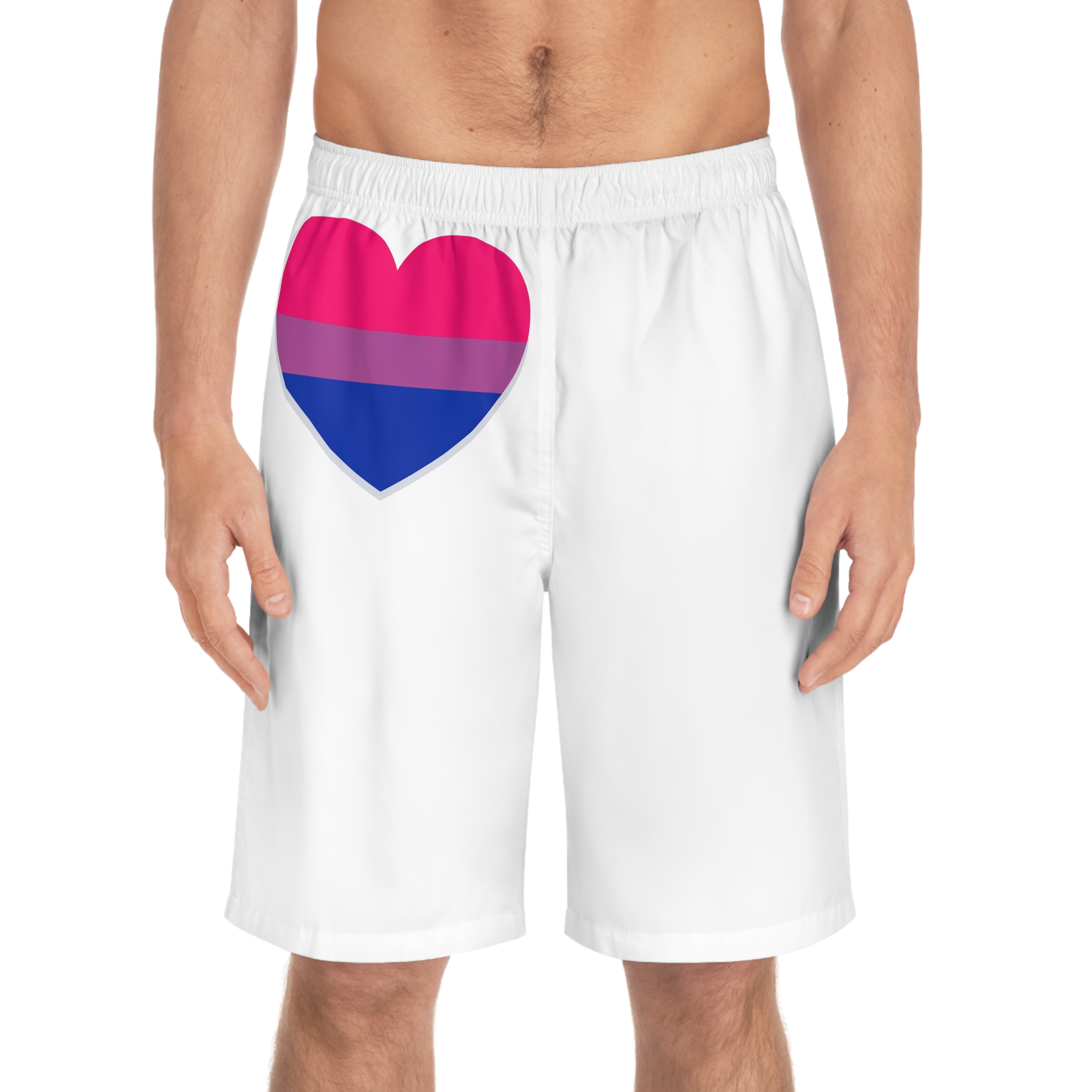 Bisexual Flag Heart Shape Mens Board Shorts Aop - Image 3