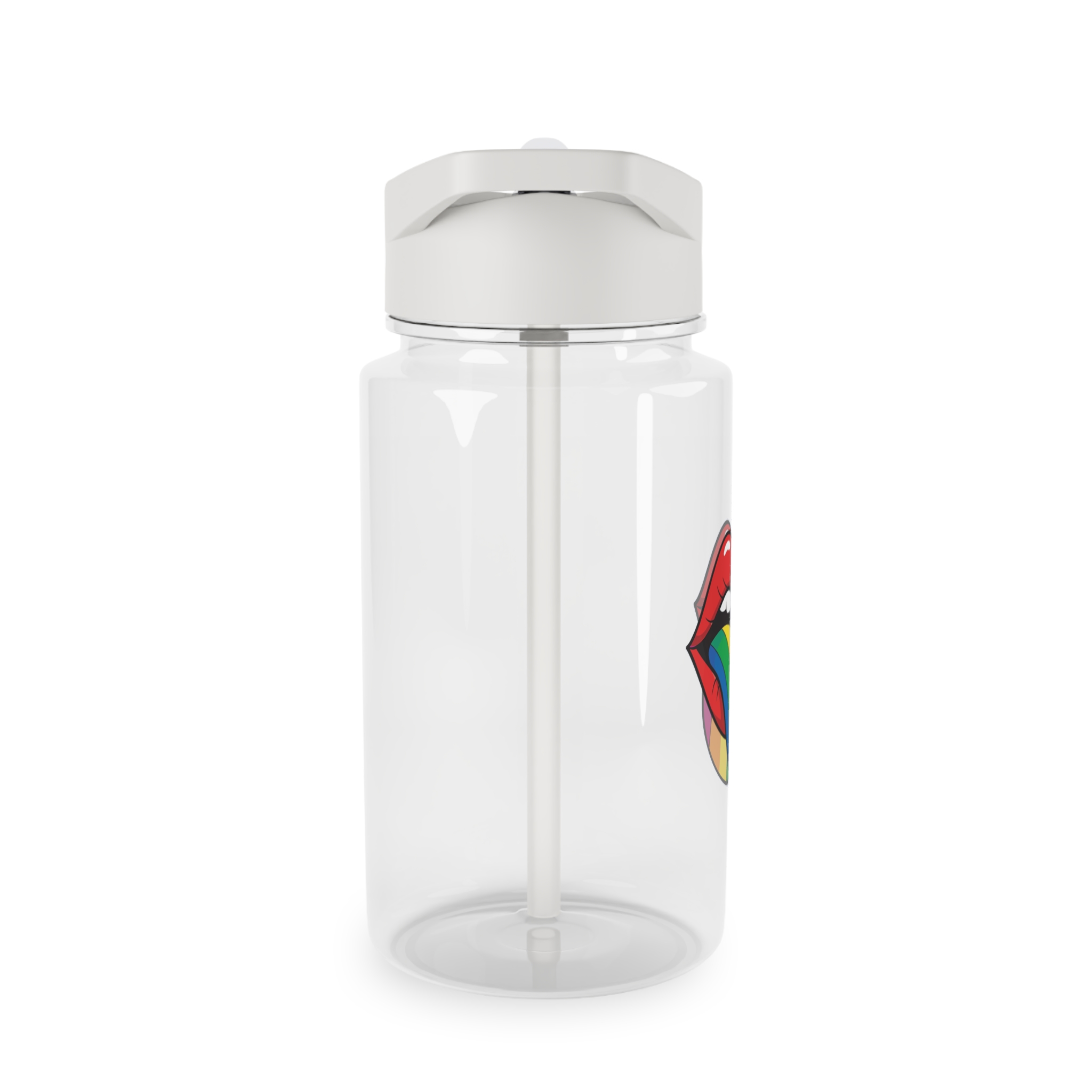 Pop Art Illustration Open Red Lips With Long Colorful Rainbow Tongue Sticking Out Now Tritan Water Bottle - Image 4