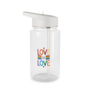 Love Is Love Colorful Typography With Rainbow Stripes Lgbt Pride Message Vector Tritan Water Bottle