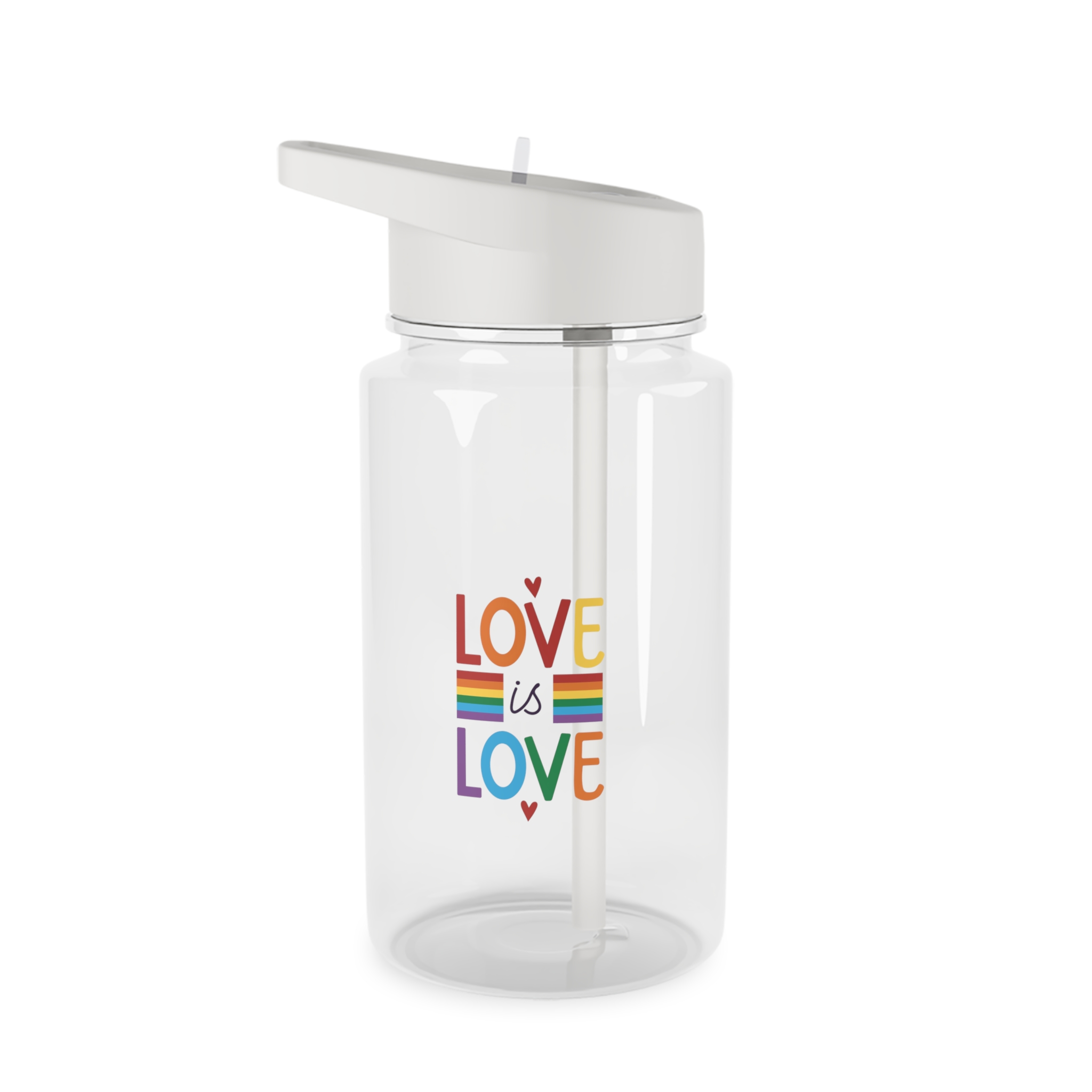 Love Is Love Colorful Typography With Rainbow Stripes Lgbt Pride Message Vector Tritan Water Bottle
