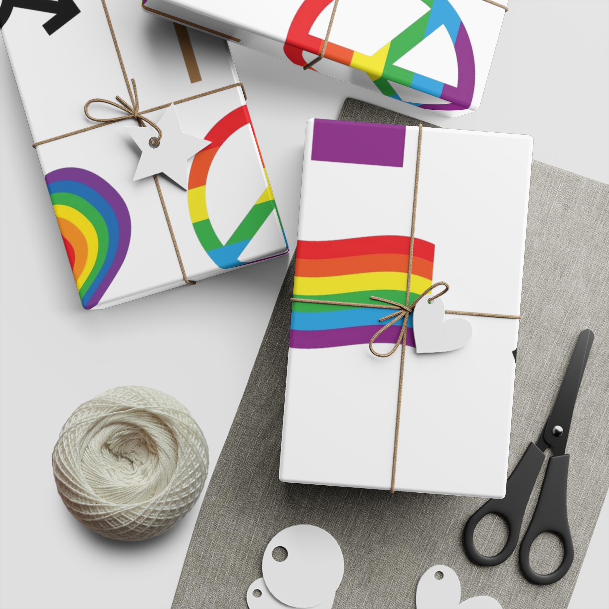 Set Flat Lgbt Homosexual Rainbow Flag Icon Symbols Gift Wrapping Paper Sheets 1pc - Image 5
