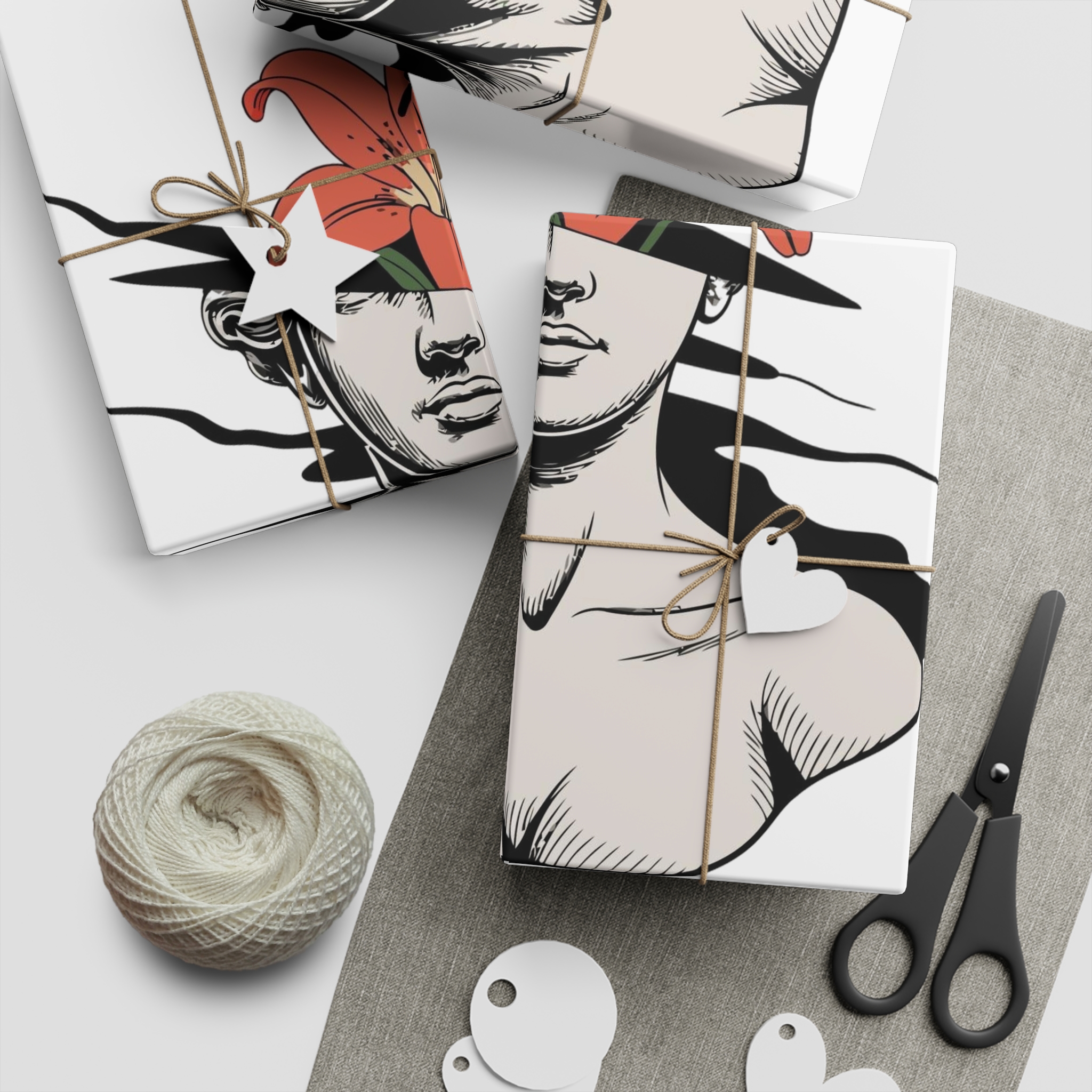 Yuri Lily Bloom Classical Sculpture Gift Wrapping Paper Sheets 1pc - Image 2