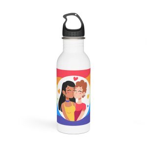 Lesbian Couple Kiss Hand Drawn Style Stainless Steel Water Bottle