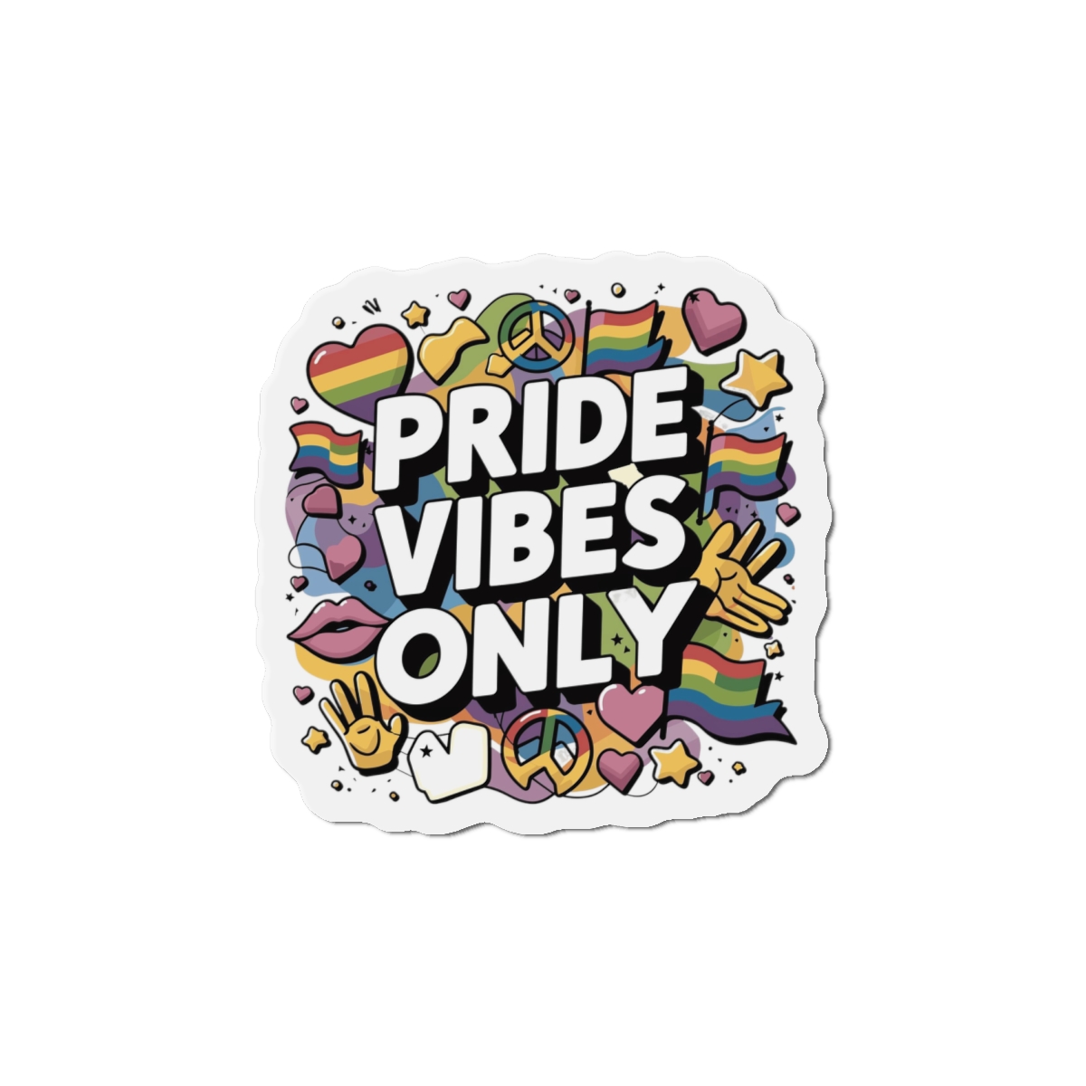 Pride Vibes Only T Shirt Design Isolated White Background Die Cut Magnets - Image 13