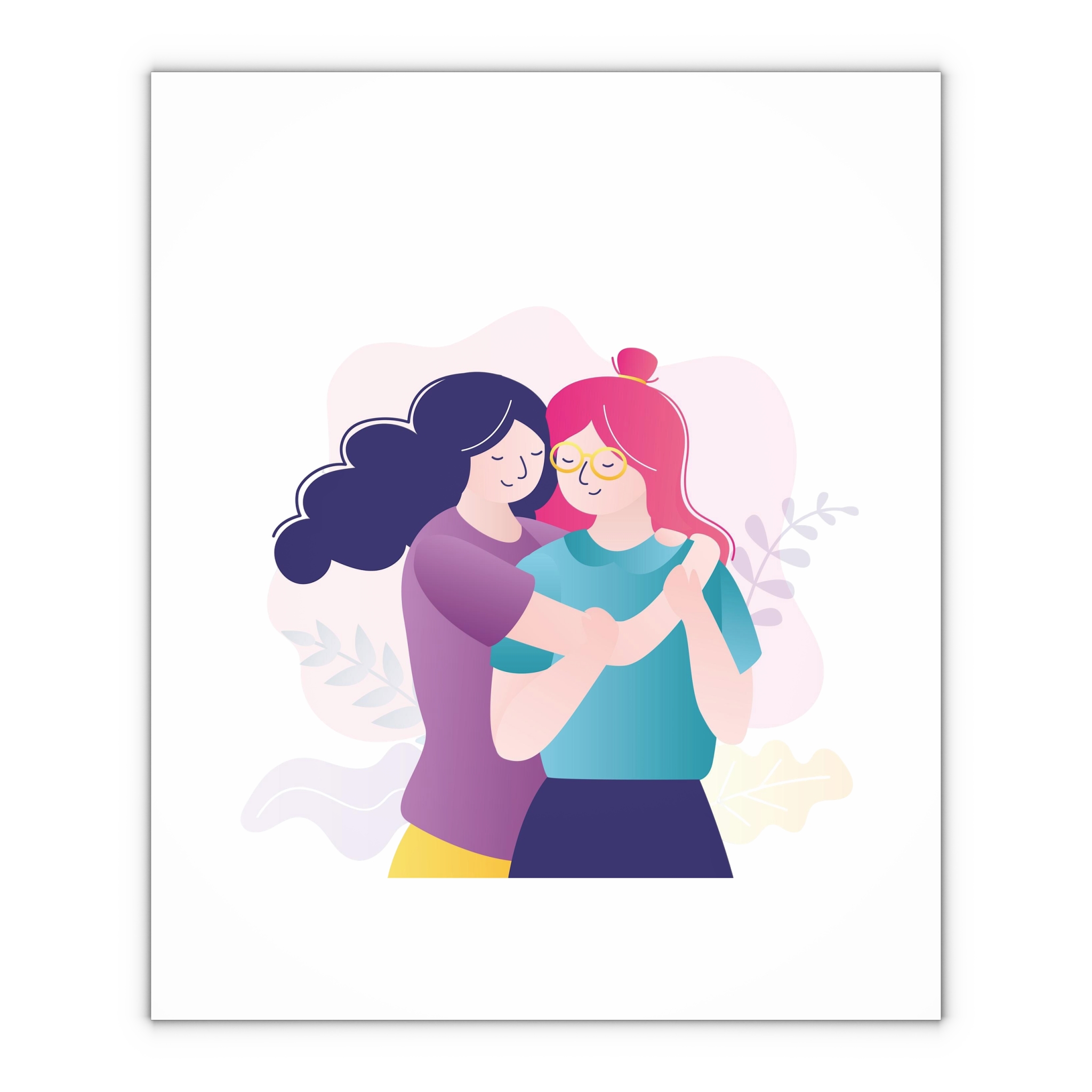 Colorful Portrait Two Best Friends Cute Homosexual Couple Hugging Women Hug Each Other Gift Wrapping Paper Sheets 1pc - Image 4