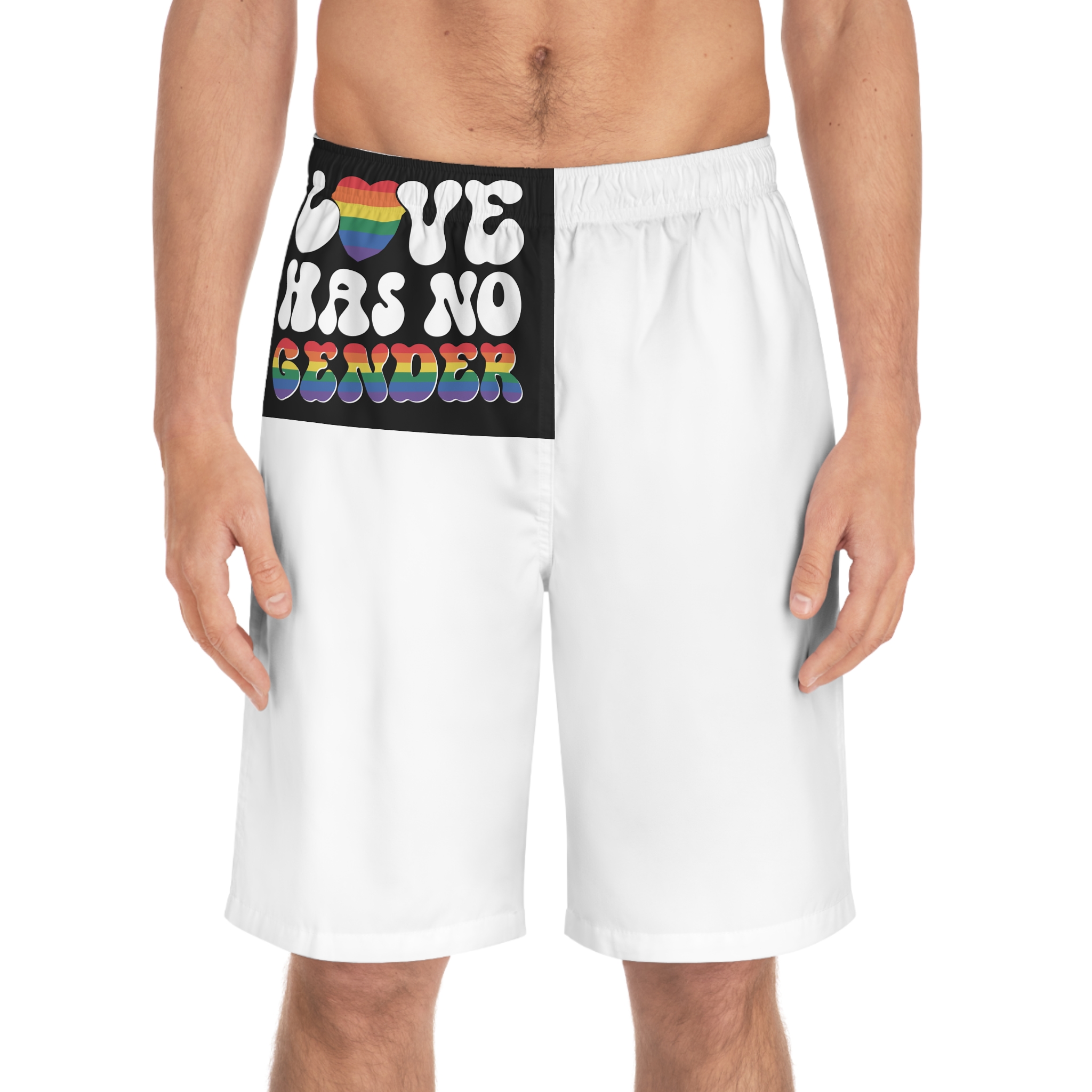 Rainbow Sign That Says Love No Women No Gender(1) Mens Board Shorts Aop - Image 3