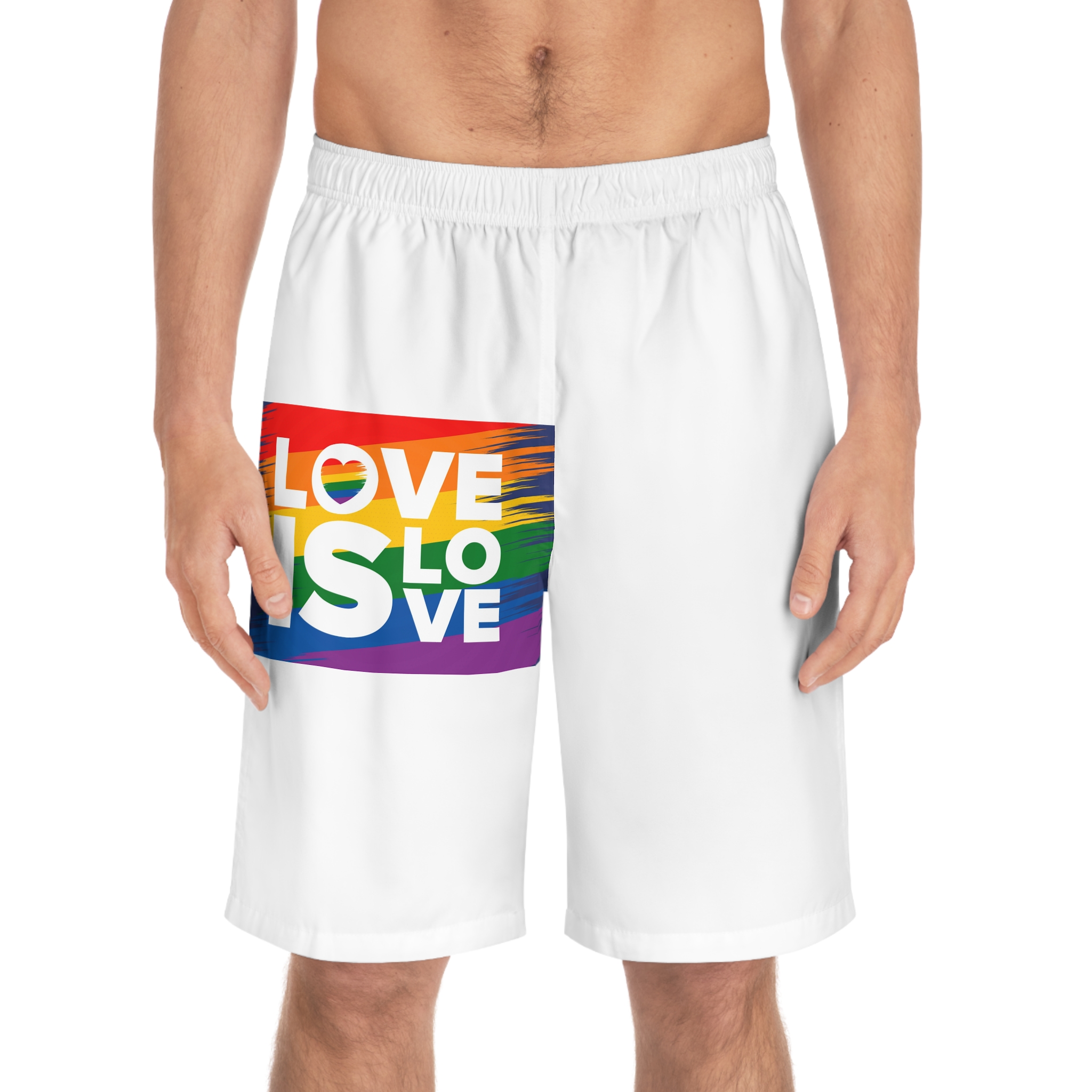 Lgbt Pride Month June Lesbian Gay Bisexual Transgender Lgbt Rainbow Flag Vector Illustration Mens Board Shorts Aop - Image 3