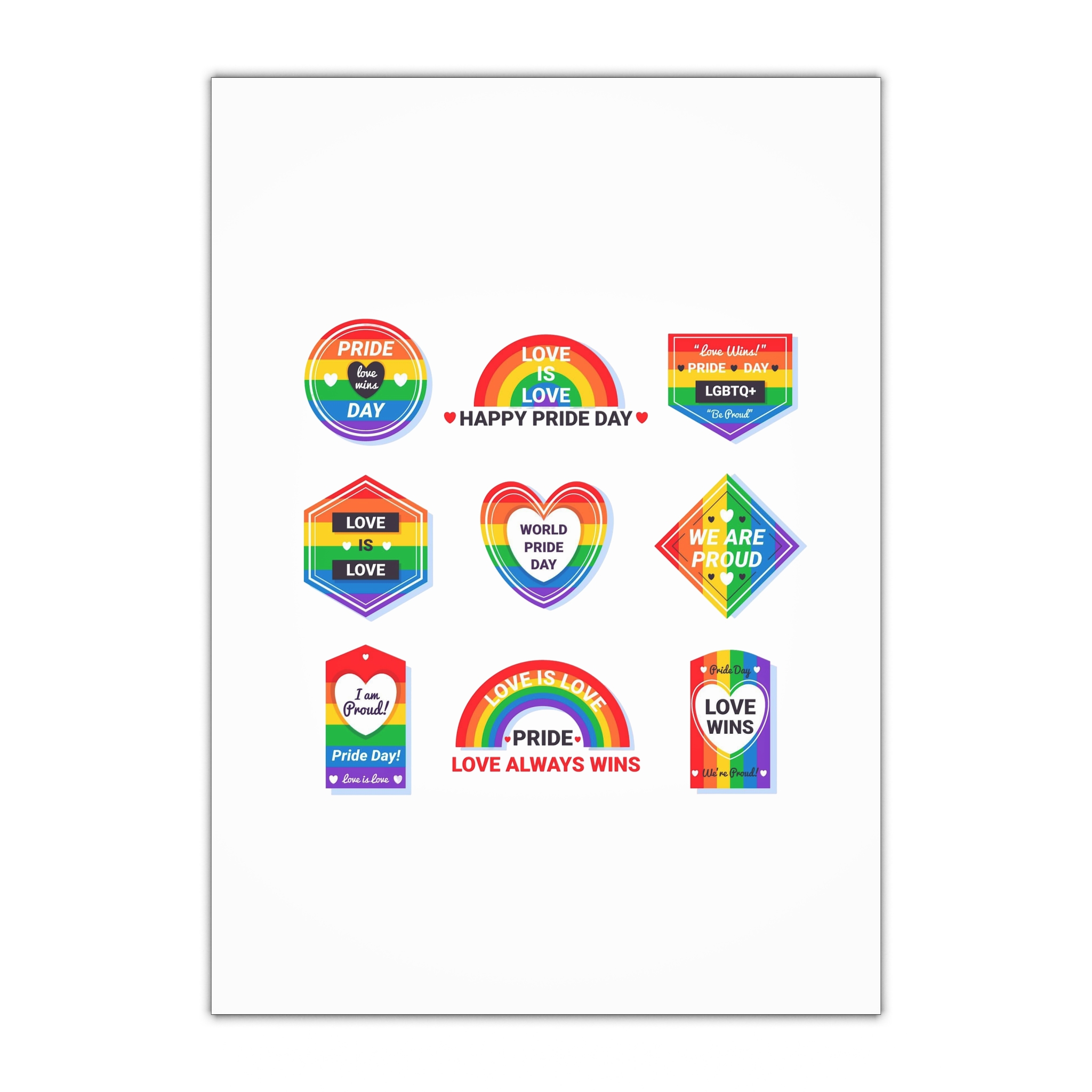 Pride Day Labels Concept Gift Wrapping Paper Sheets 1pc