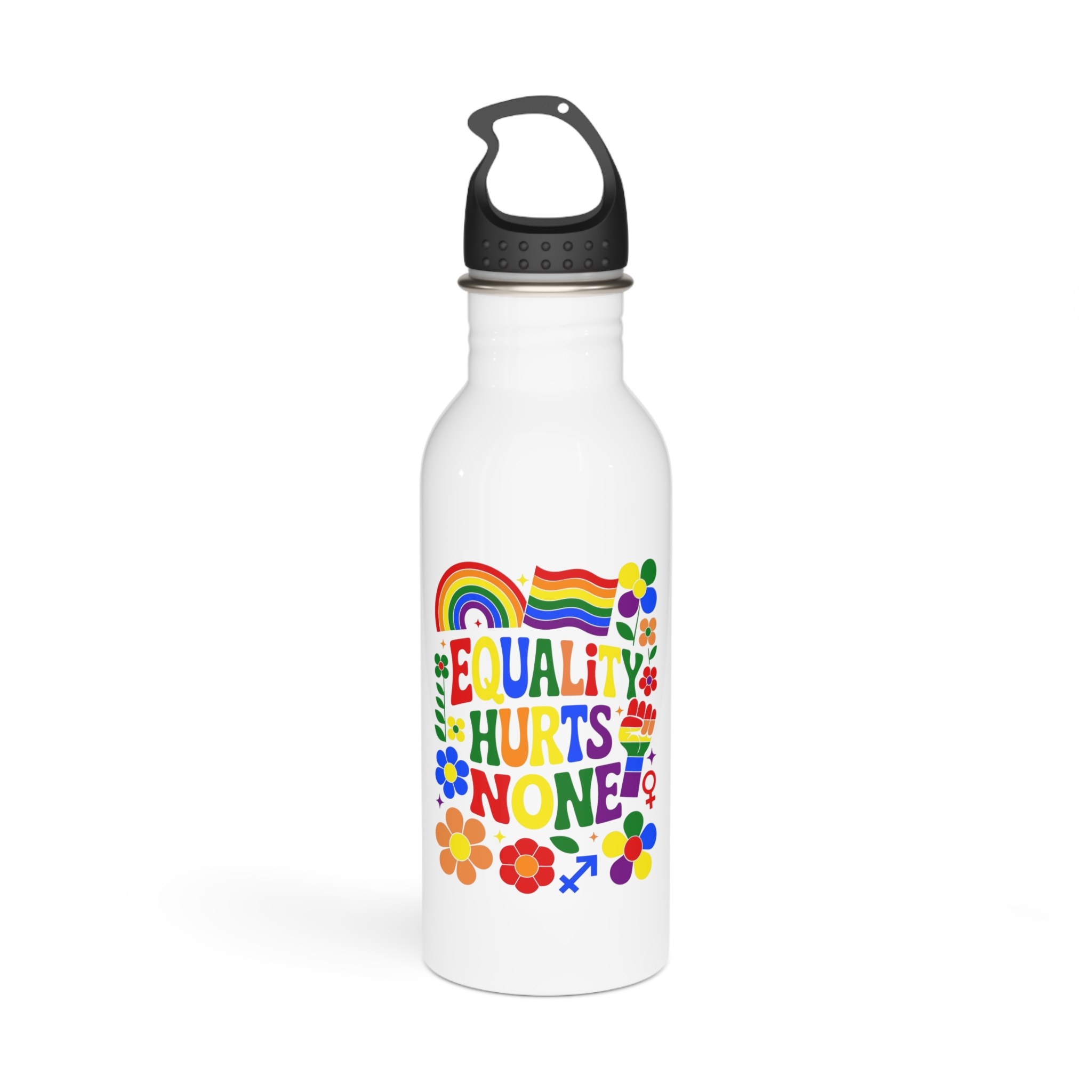 Colorful Equality Hurts None Rainbow Pride Illustration Stainless Steel Water Bottle