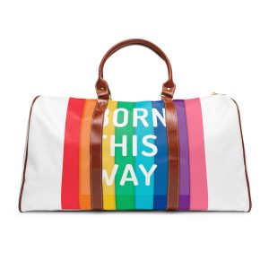 Colorful Rainbow Colored Background With Words Born This Way Waterproof Travel Bag