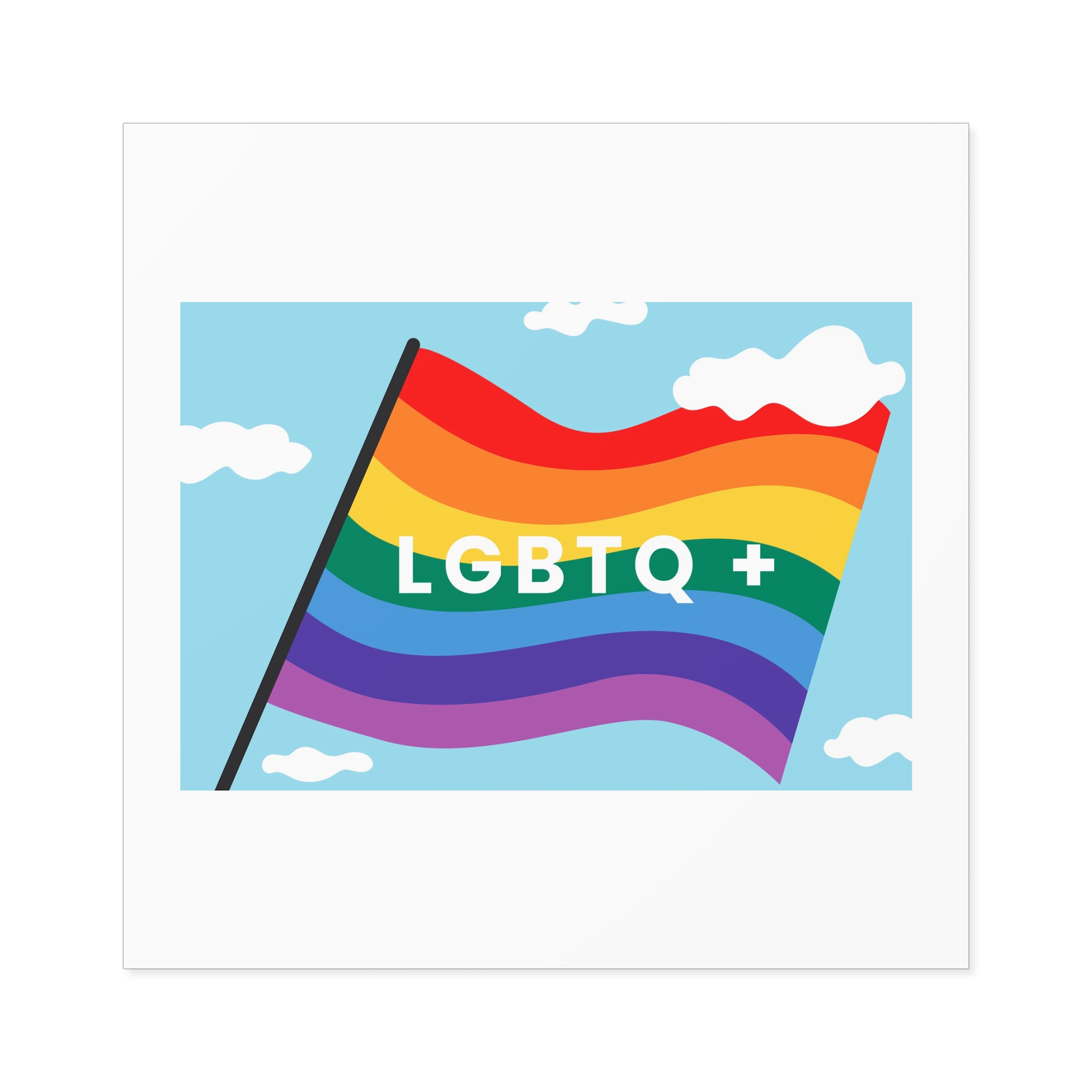 Rainbow Flag Banner Template Lgbtq Rights Laminate Stickers Square - Image 49